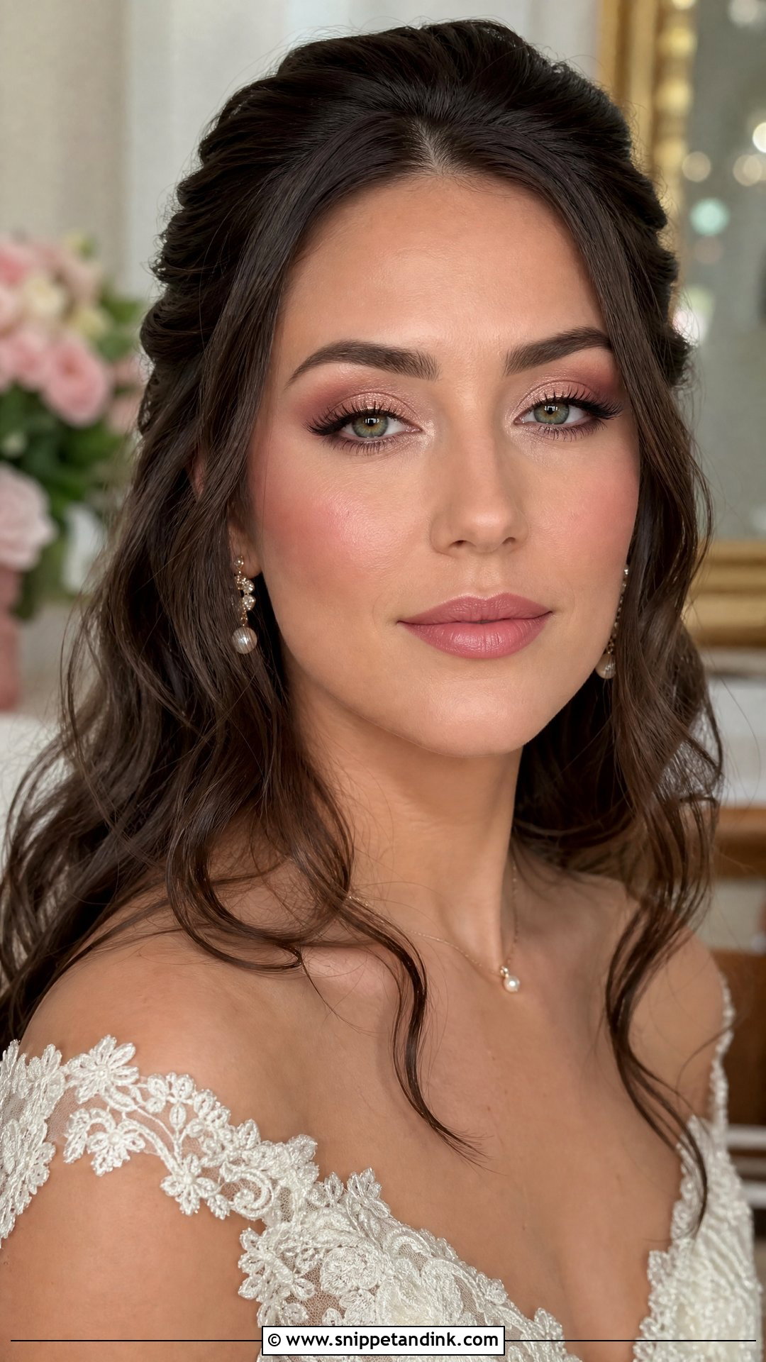 Rosy Nude Wedding Makeup For Green Eyes Brunette - Snippet and Ink - 20 Natural Wedding Makeup for Green Eyes Brunette