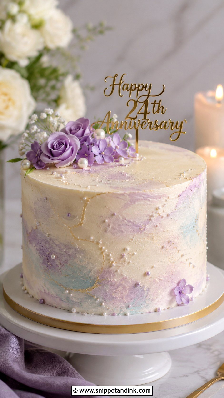 Round 24th Anniversary Cake - Snippet and Ink - 20 24th Anniversary Cake Ideas