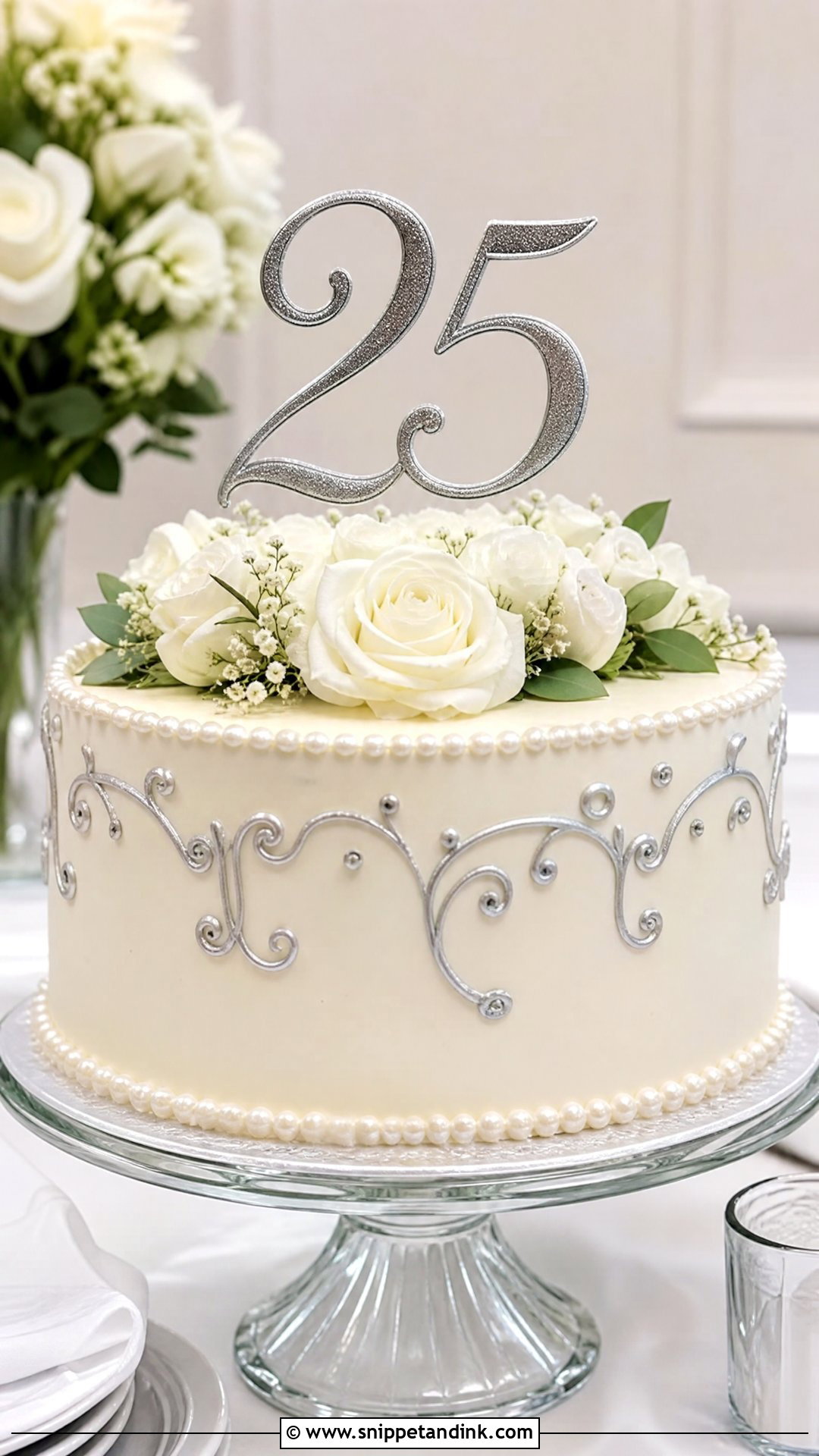 Round 25th Anniversary Cake - Snippet and Ink - 25 25th Anniversary Cake Ideas
