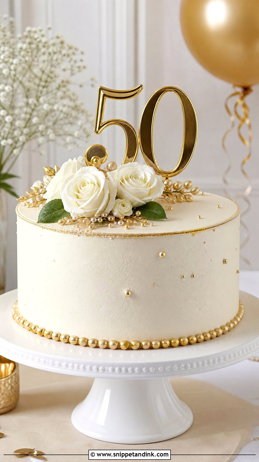 Round 50th Anniversary Cake - Snippet and Ink - 25 50th Wedding Anniversary Cakes