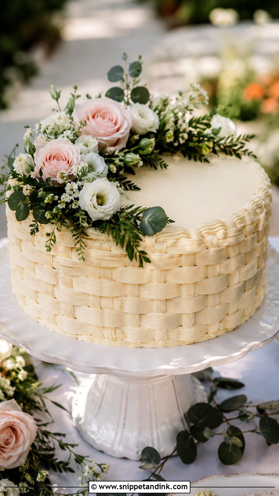 Round Basket Wedding Cake With Fresh Flowers - Snippet and Ink - 20 Basket Cakes with Flowers for Wedding