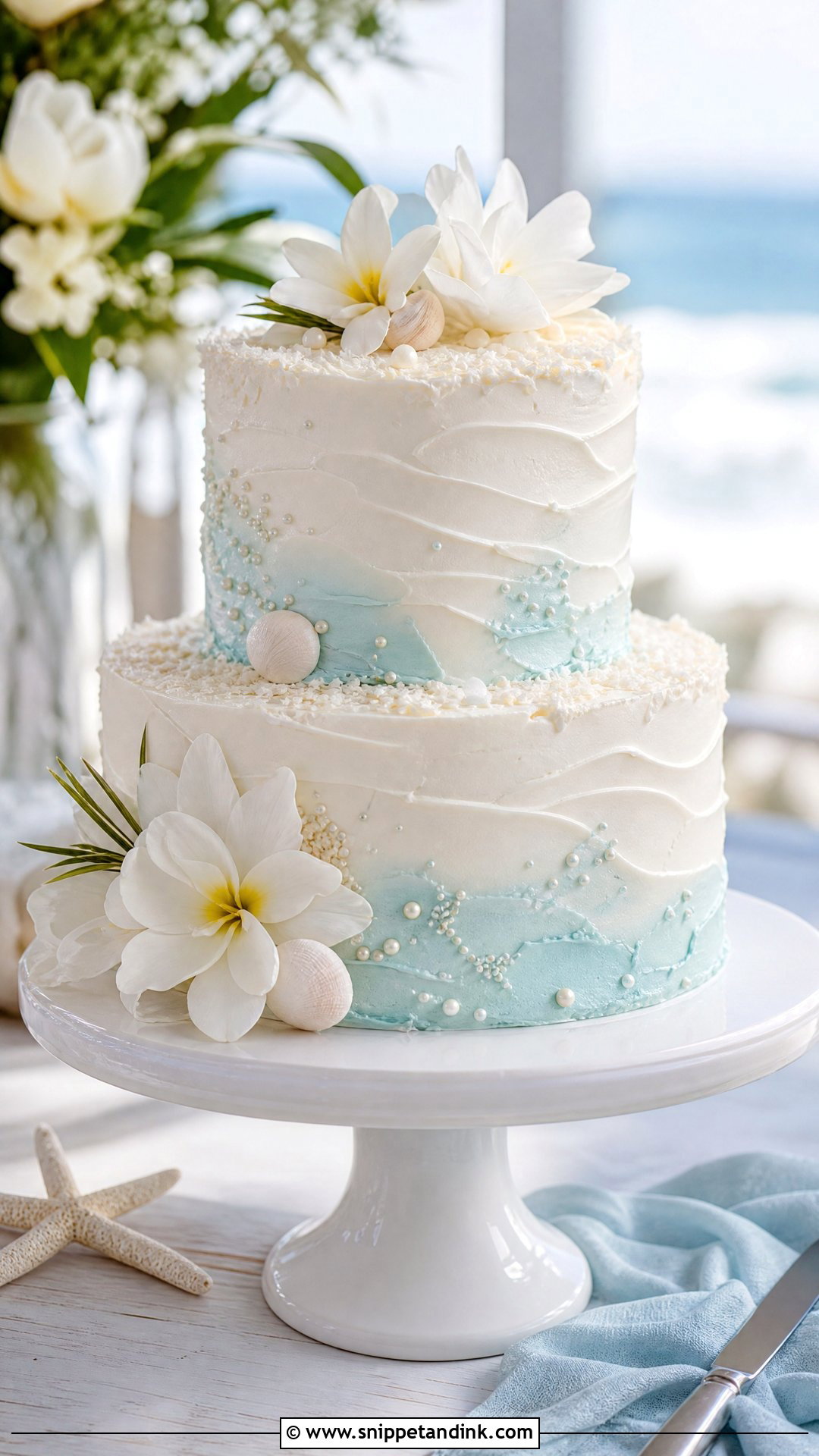 Round Beach Wedding Cake - Snippet and Ink - 30 Circle Cake Ideas for Wedding
