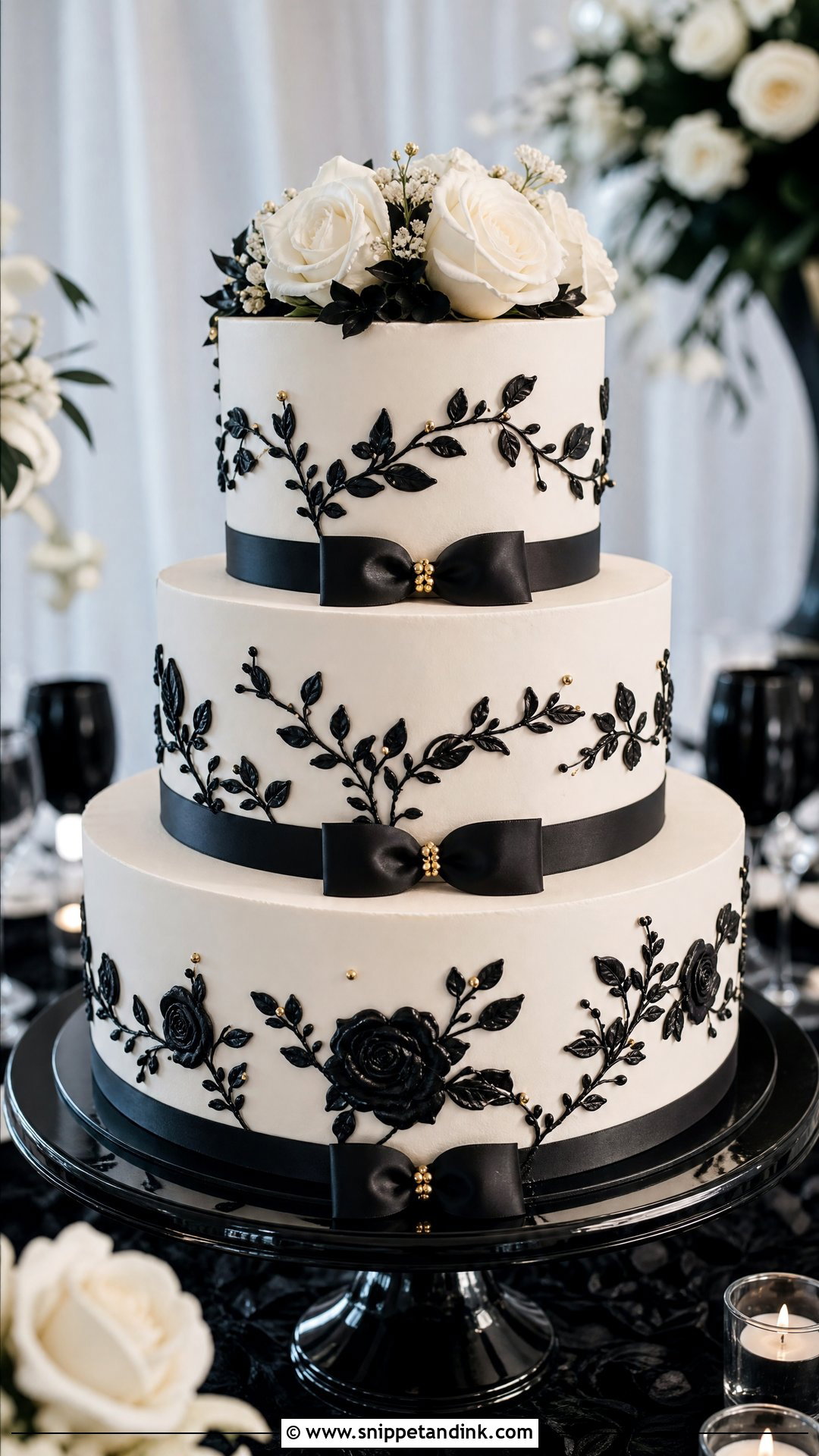 Round Black And White Wedding Cake - Snippet and Ink - 30 Circle Cake Ideas for Wedding