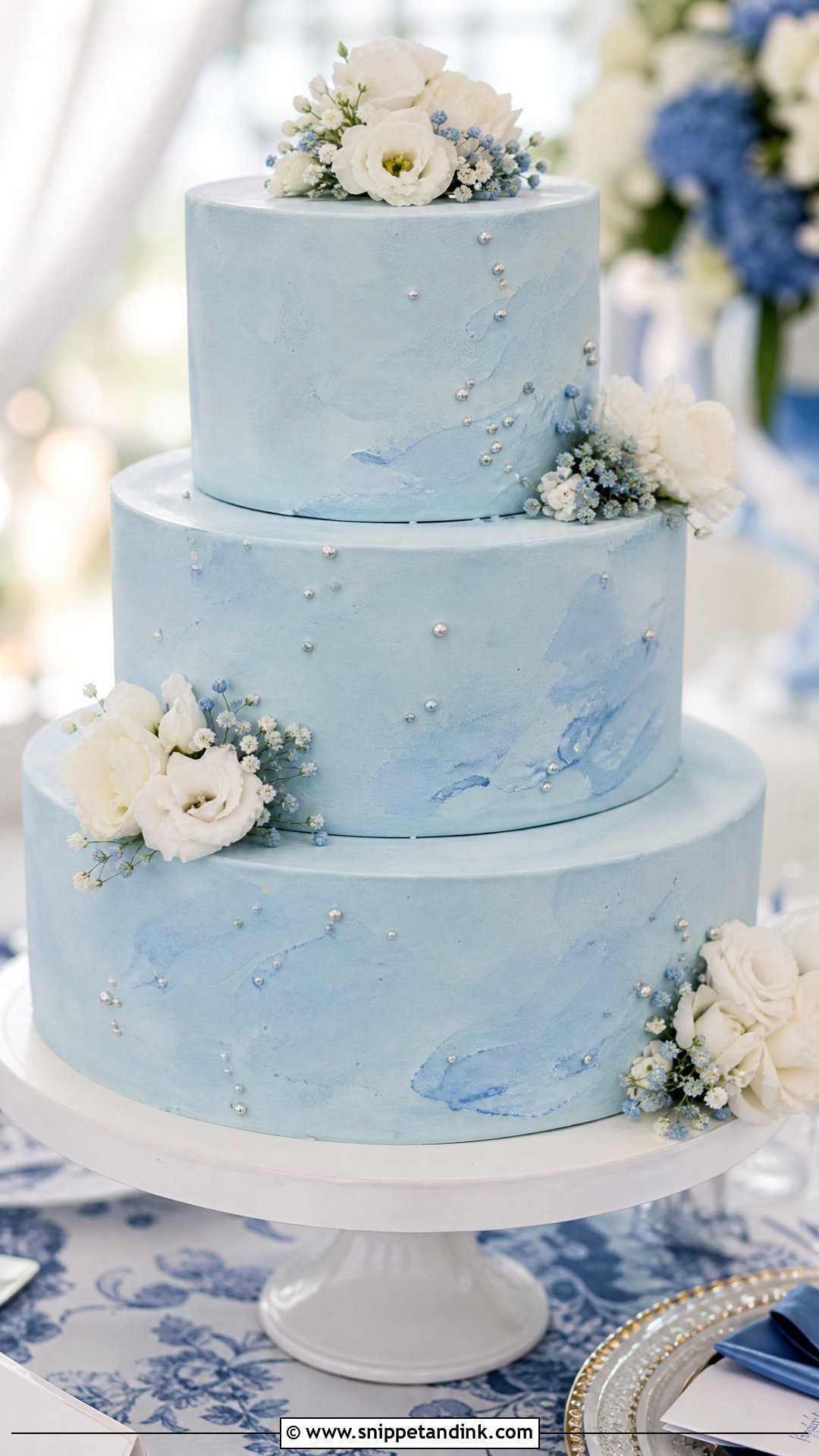 Round Blue Wedding Cake - Snippet and Ink - 30 Circle Cake Ideas for Wedding