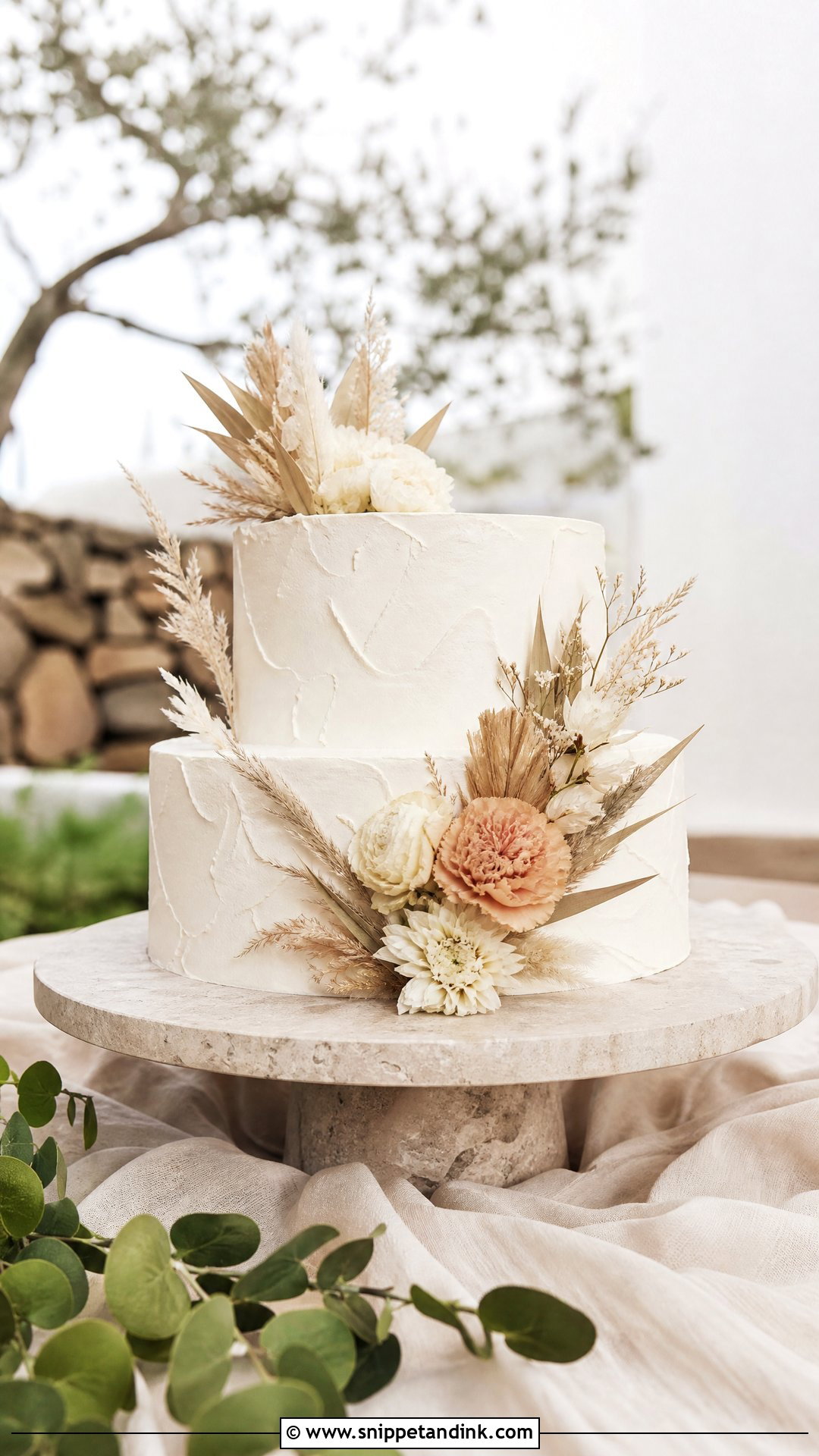 Round Boho Wedding Cake - Snippet and Ink - 30 Circle Cake Ideas for Wedding