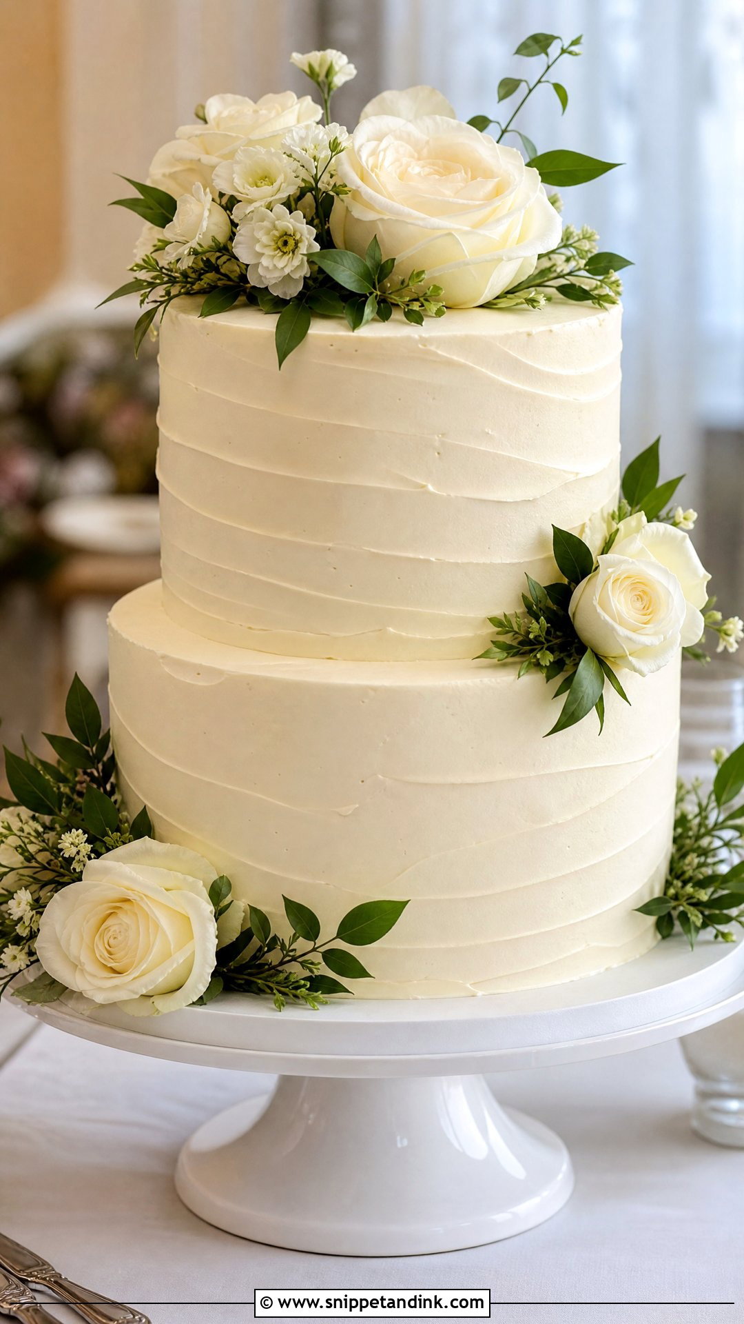 Round Buttercream Wedding Cake - Snippet and Ink - 30 Circle Cake Ideas for Wedding