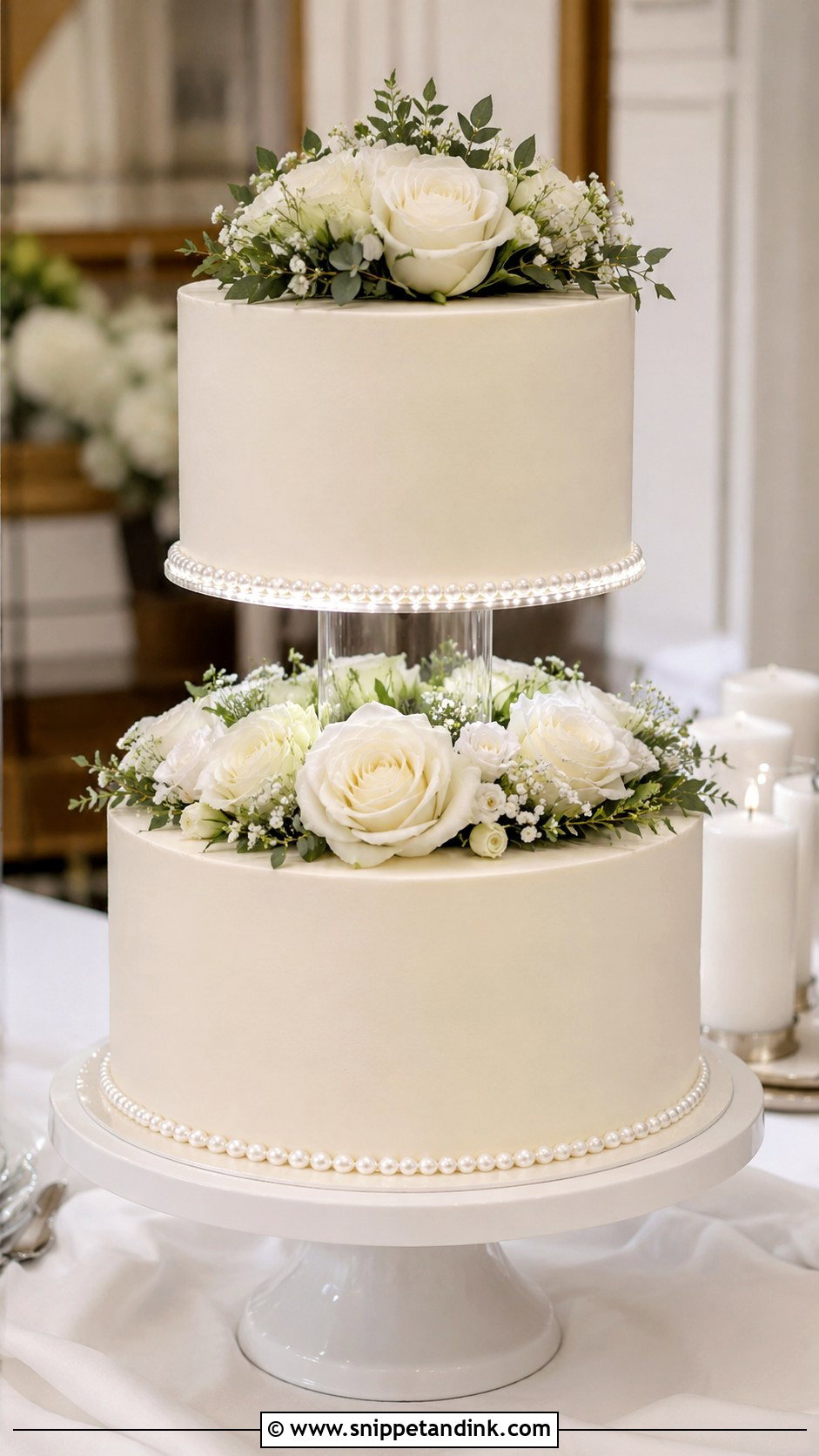 Round Floating Tier Wedding Cake - Snippet and Ink - 20 Wedding Cake Ideas with Floating Tier