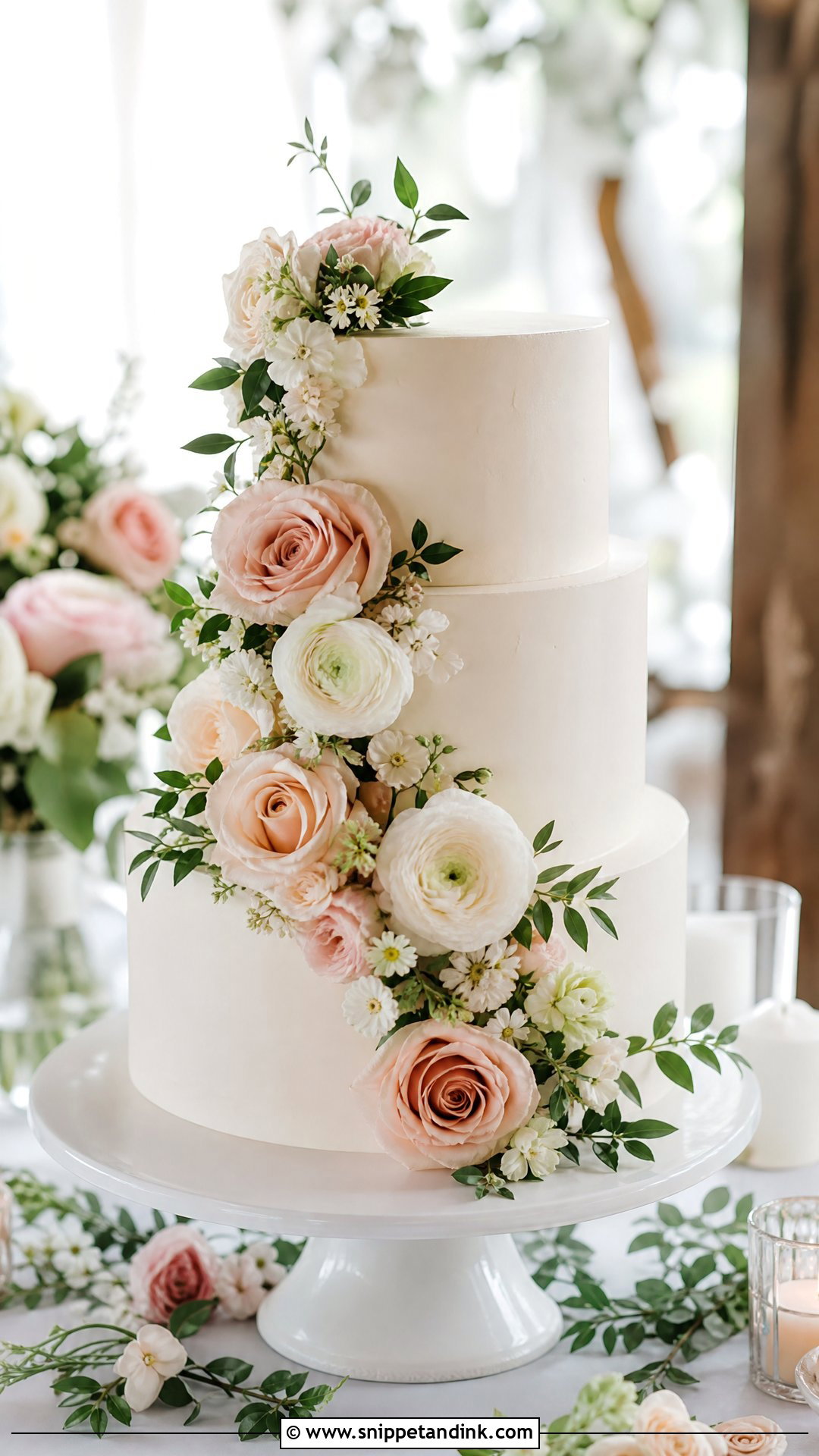 Round Floral Wedding Cake - Snippet and Ink - 30 Circle Cake Ideas for Wedding