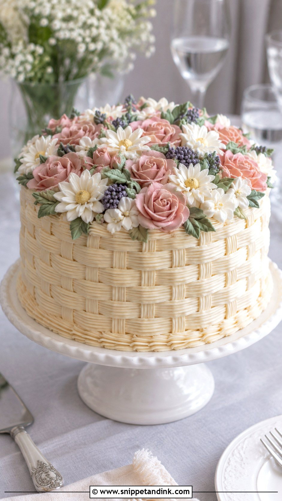 Round Flower Basket Wedding Cake - Snippet and Ink - 20 Flower Basket Cake Designs for Wedding