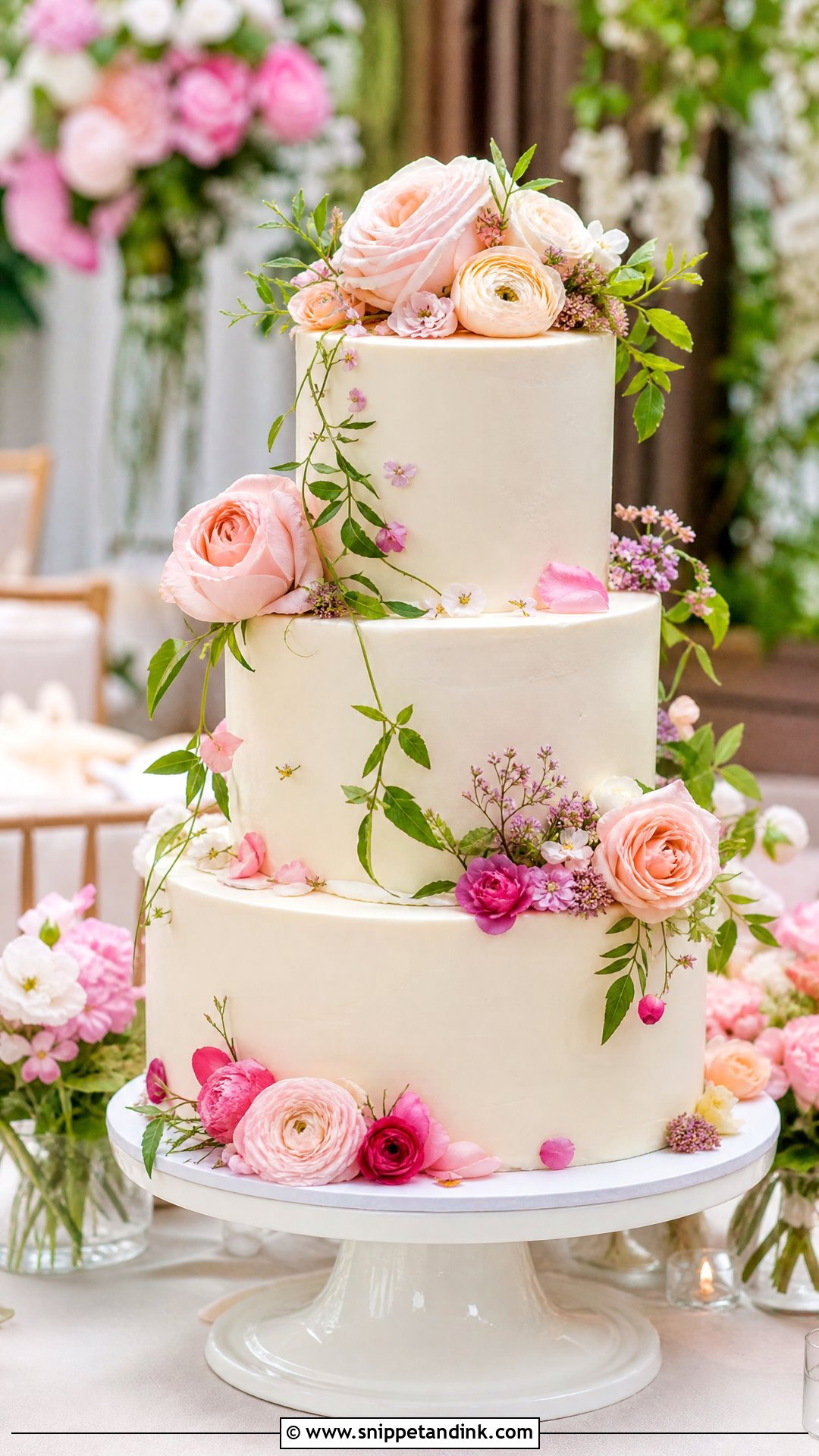 Round Garden Wedding Cake - Snippet and Ink - 30 Circle Cake Ideas for Wedding