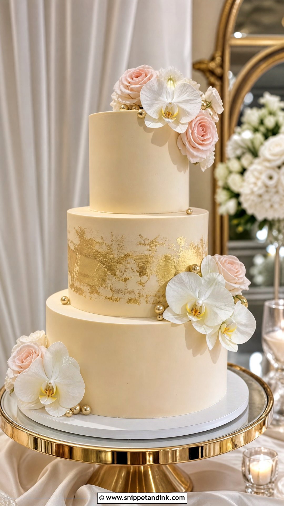 Round Gold Wedding Cake - Snippet and Ink - 30 Circle Cake Ideas for Wedding