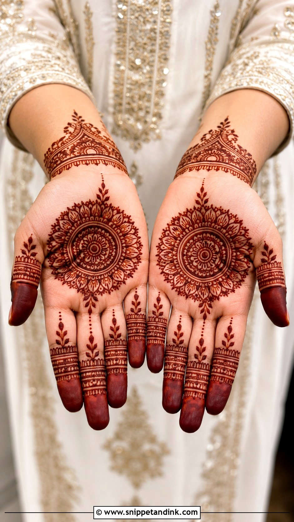 Round Mehndi Design With Leaf Vines - Snippet and Ink - 35 Round Mehndi Design Ideas