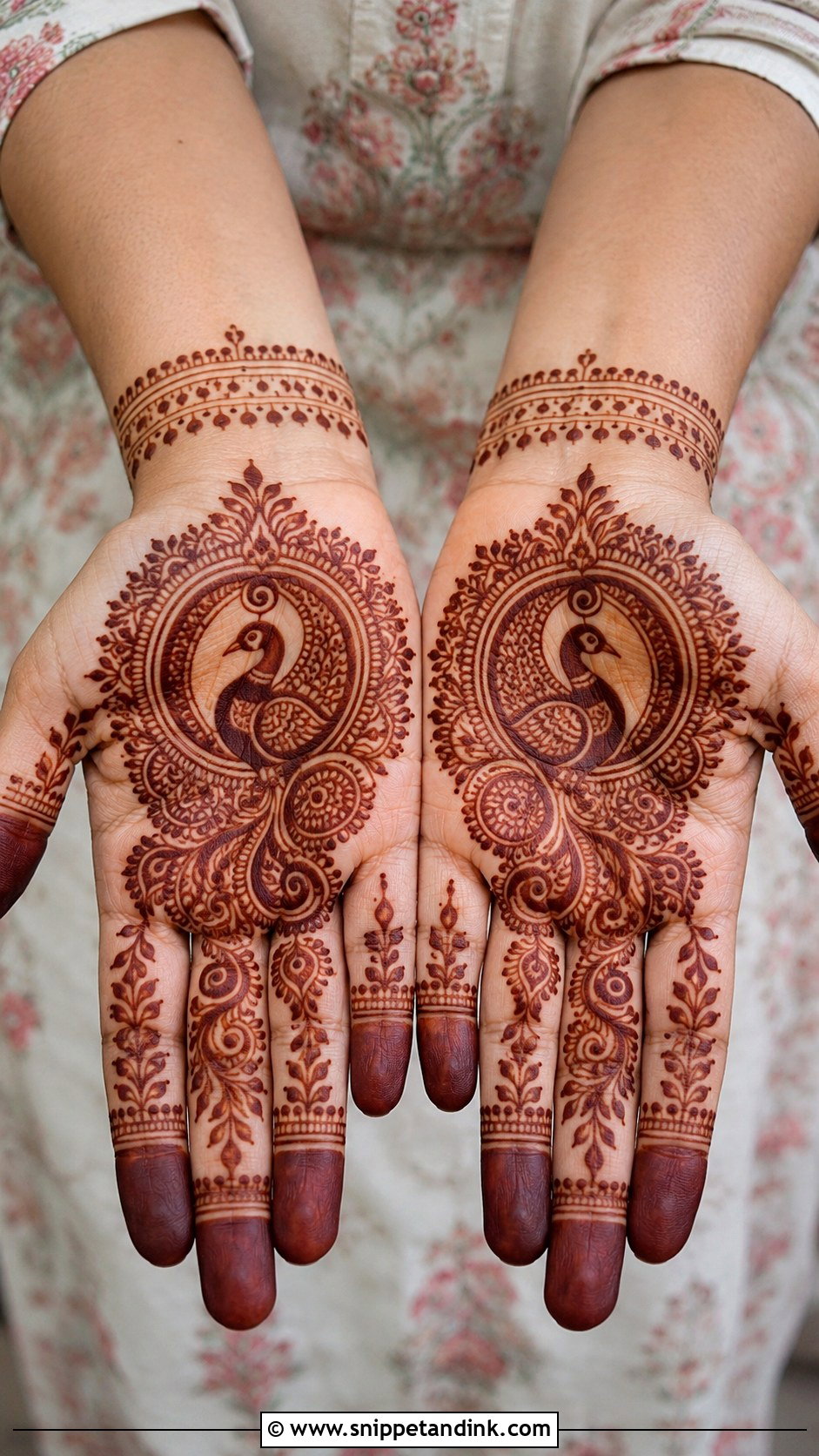 Round Mehndi Design With Peacock Motif - Snippet and Ink - 35 Round Mehndi Design Ideas