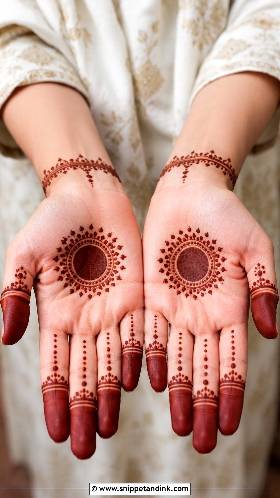 Round Mehndi Design With Shaded Petals - Snippet and Ink - 35 Round Mehndi Design Ideas