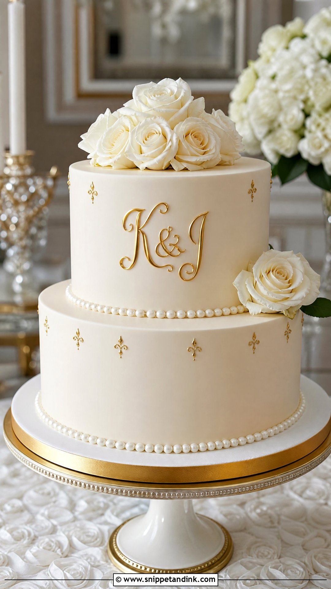 Round Monogram Wedding Cake - Snippet and Ink - 30 Circle Cake Ideas for Wedding
