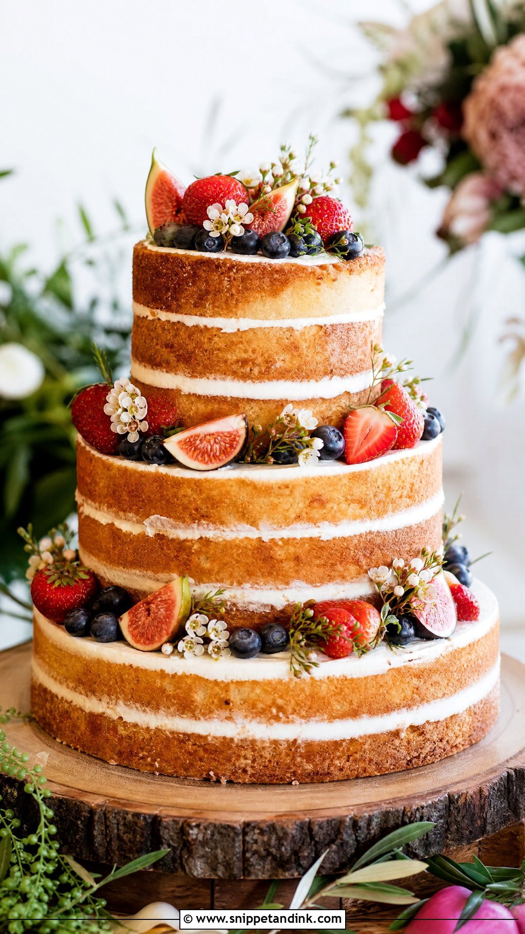 Round Naked Wedding Cake - Snippet and Ink - 30 Circle Cake Ideas for Wedding
