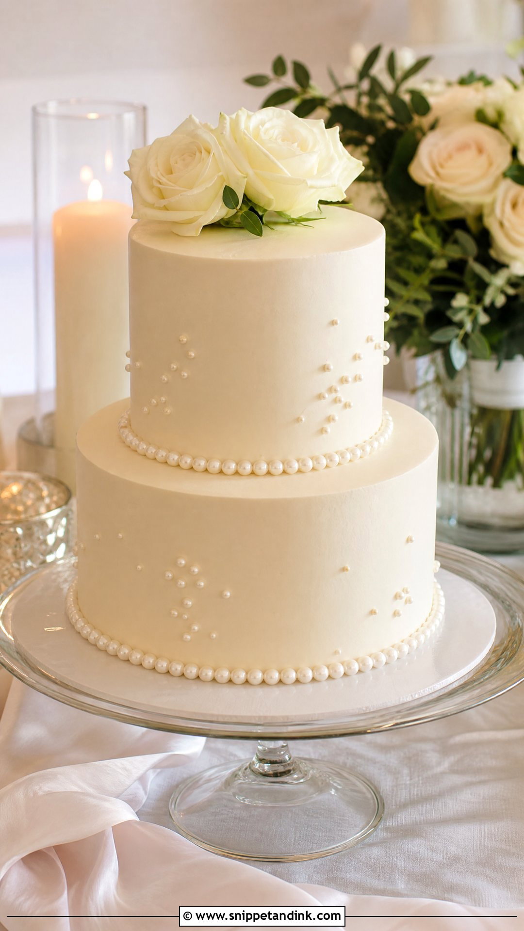 Round Pearl Wedding Cake - Snippet and Ink - 30 Circle Cake Ideas for Wedding