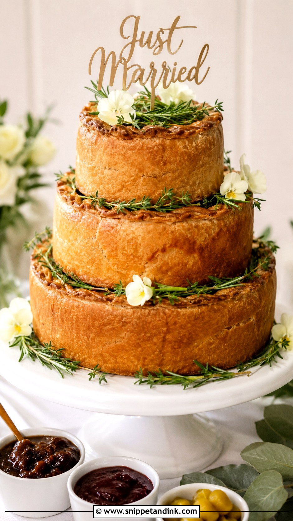 Round Pork Pie Wedding Cake - Snippet and Ink - 20 Pork Pie Wedding Cake Ideas