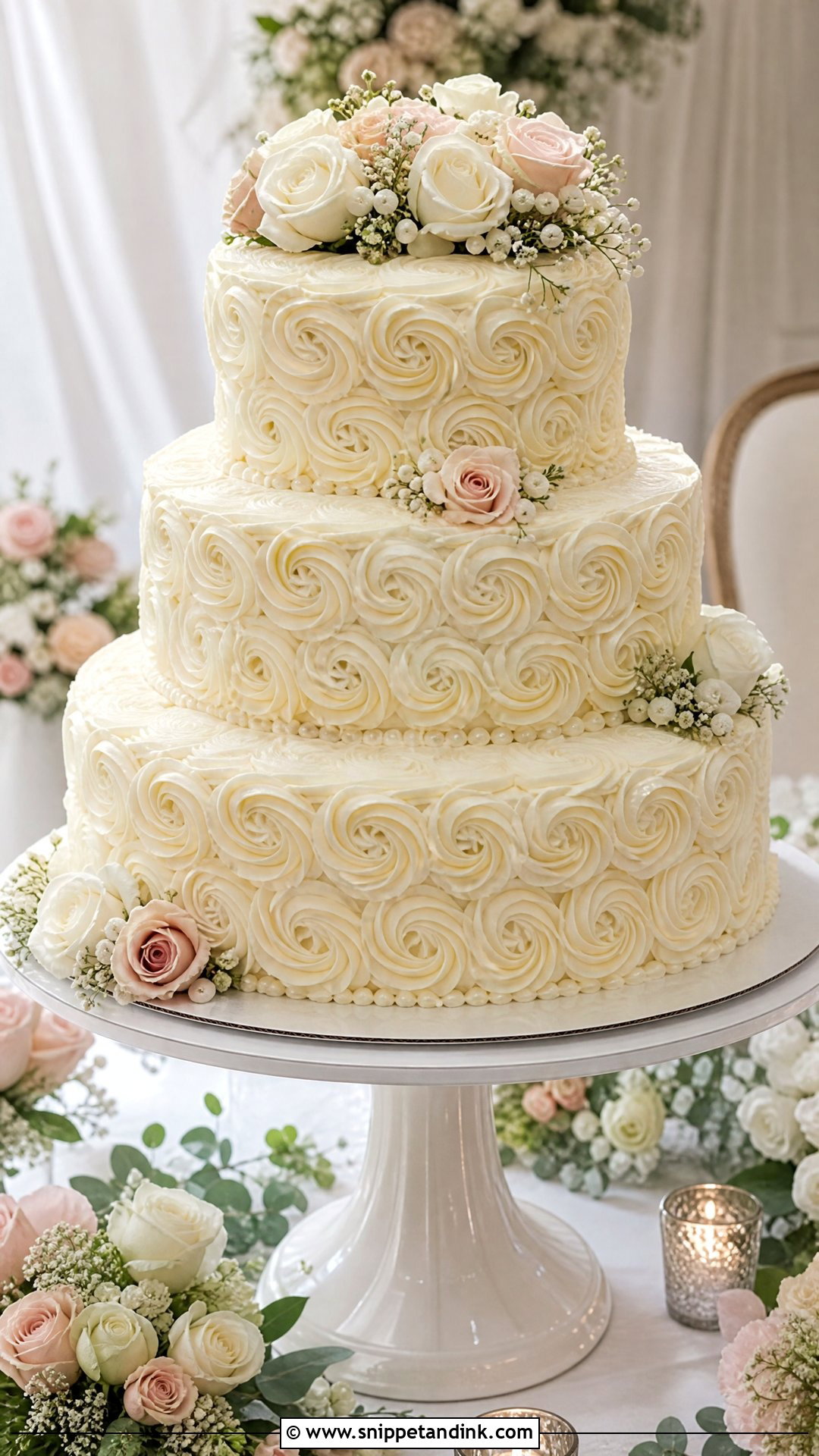 Round Rosette Wedding Cake - Snippet and Ink - 30 Rosette Cake Ideas for Wedding