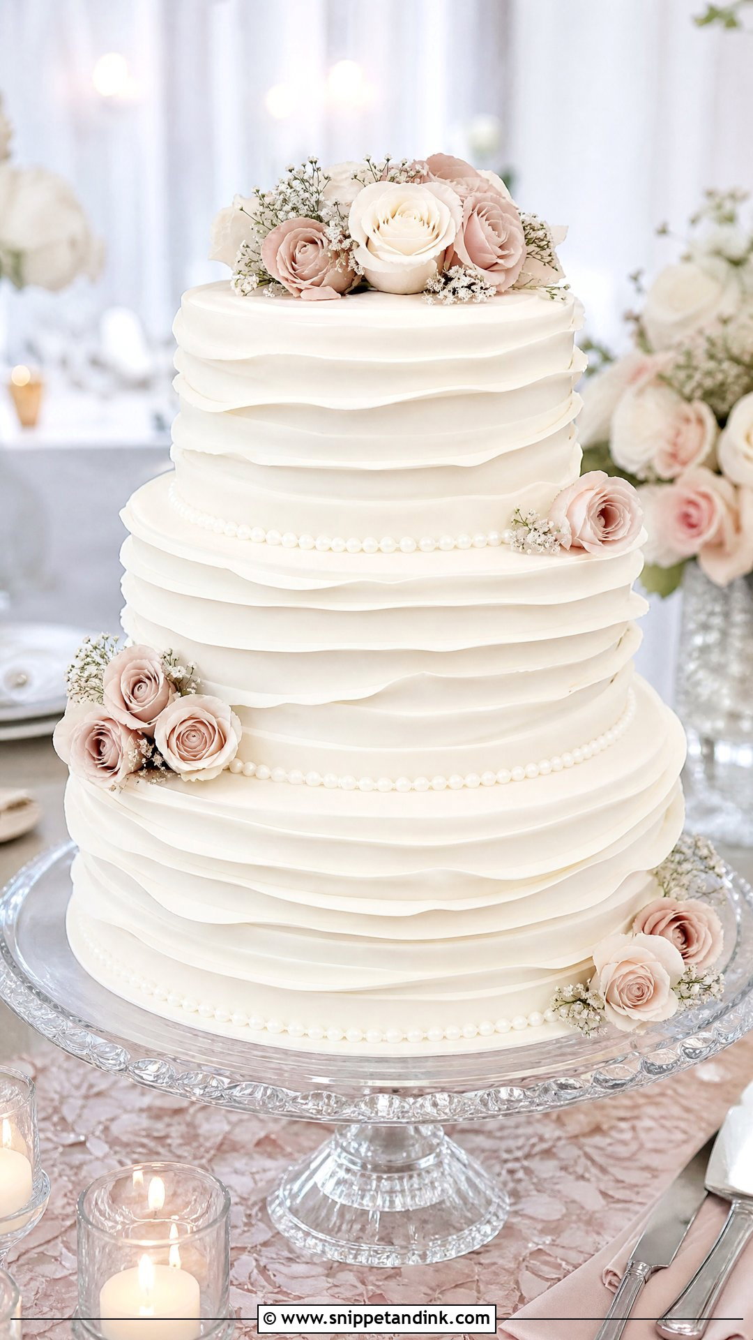 Round Ruffle Wedding Cake - Snippet and Ink - 30 Circle Cake Ideas for Wedding