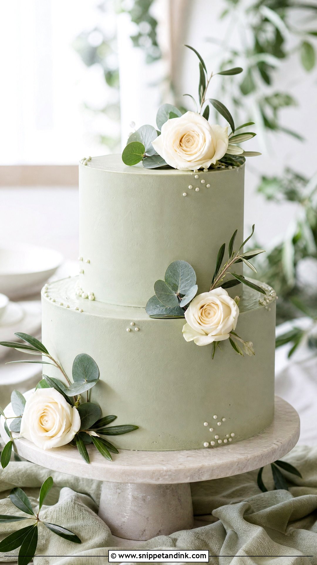Round Sage Green Wedding Cake - Snippet and Ink - 30 Circle Cake Ideas for Wedding