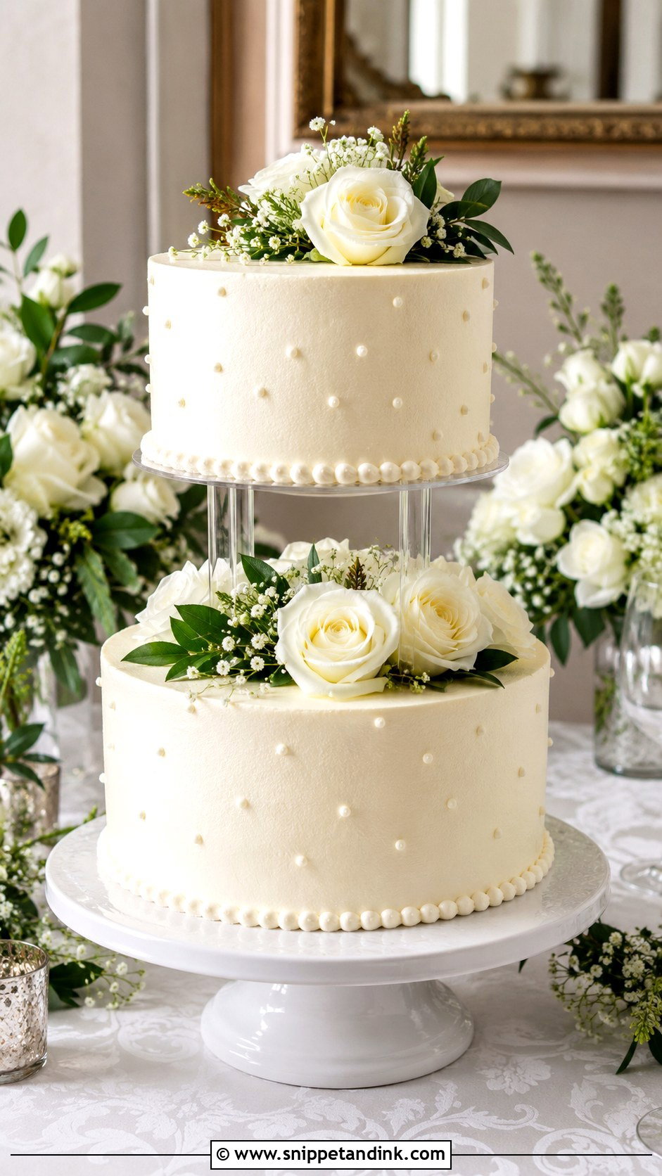 Round Spacer Wedding Cake - Snippet and Ink - 20 Wedding Cake Ideas with Spacers