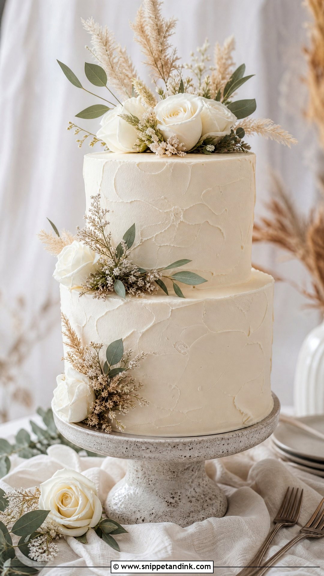 Round Textured Buttercream Wedding Cake - Snippet and Ink - 30 Circle Cake Ideas for Wedding