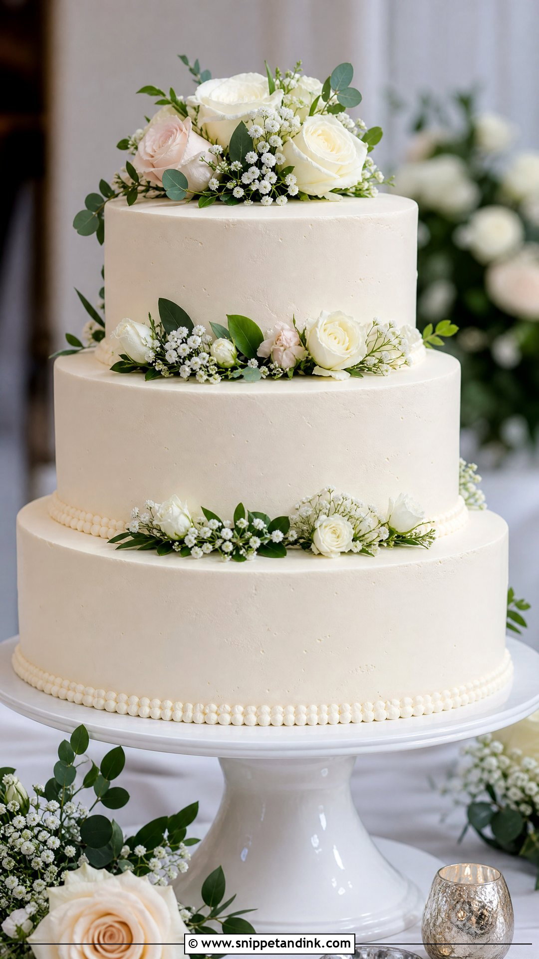 Round Three Tier Wedding Cake - Snippet and Ink - 30 Circle Cake Ideas for Wedding