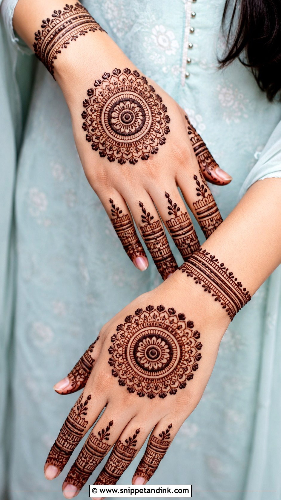 Round Tikki Back Hand Mehndi Design - Snippet and Ink - 30 Simple Back Hand Mehndi Design Ideas