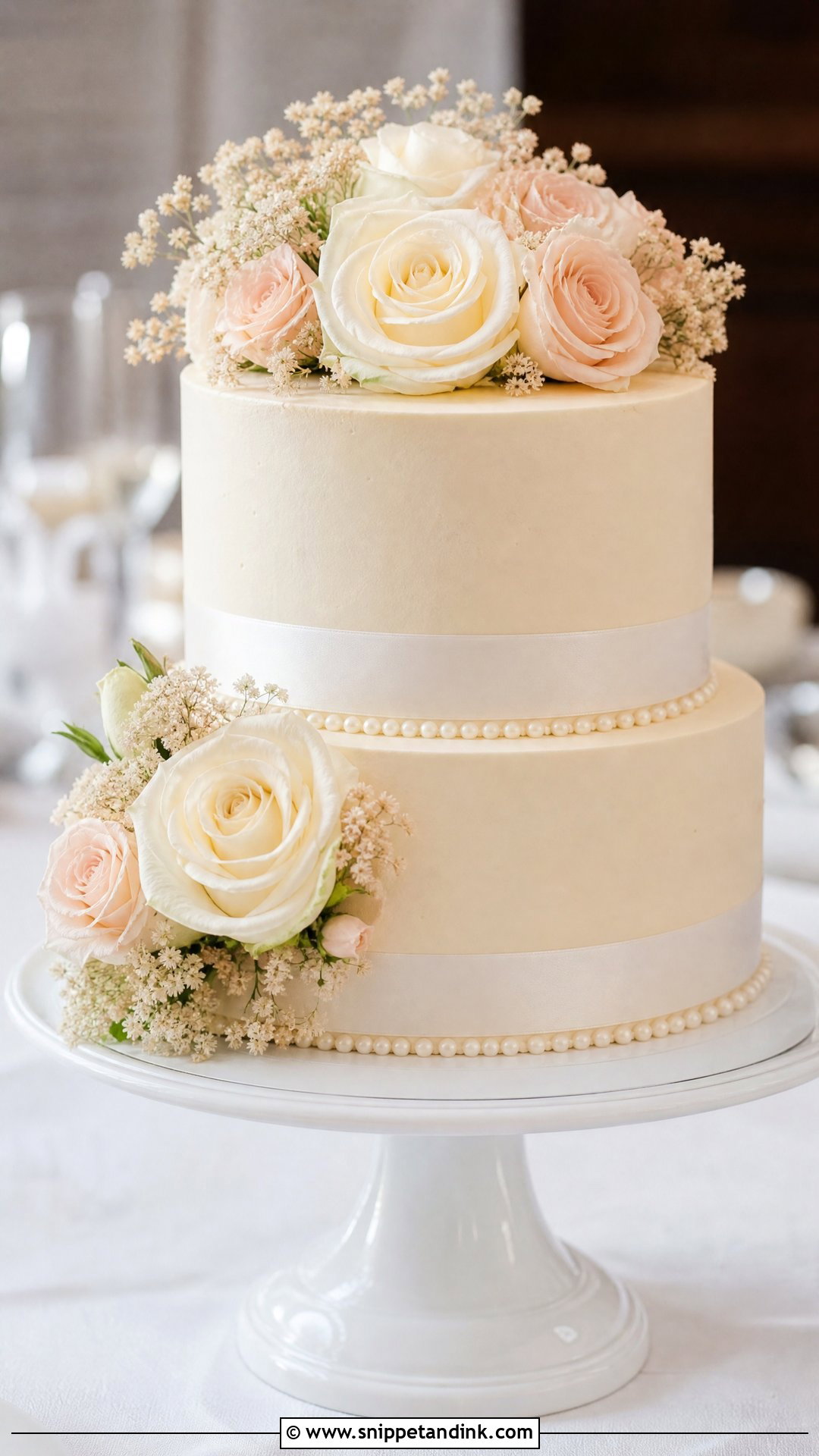 Round Two Tier Wedding Cake - Snippet and Ink - 30 Circle Cake Ideas for Wedding