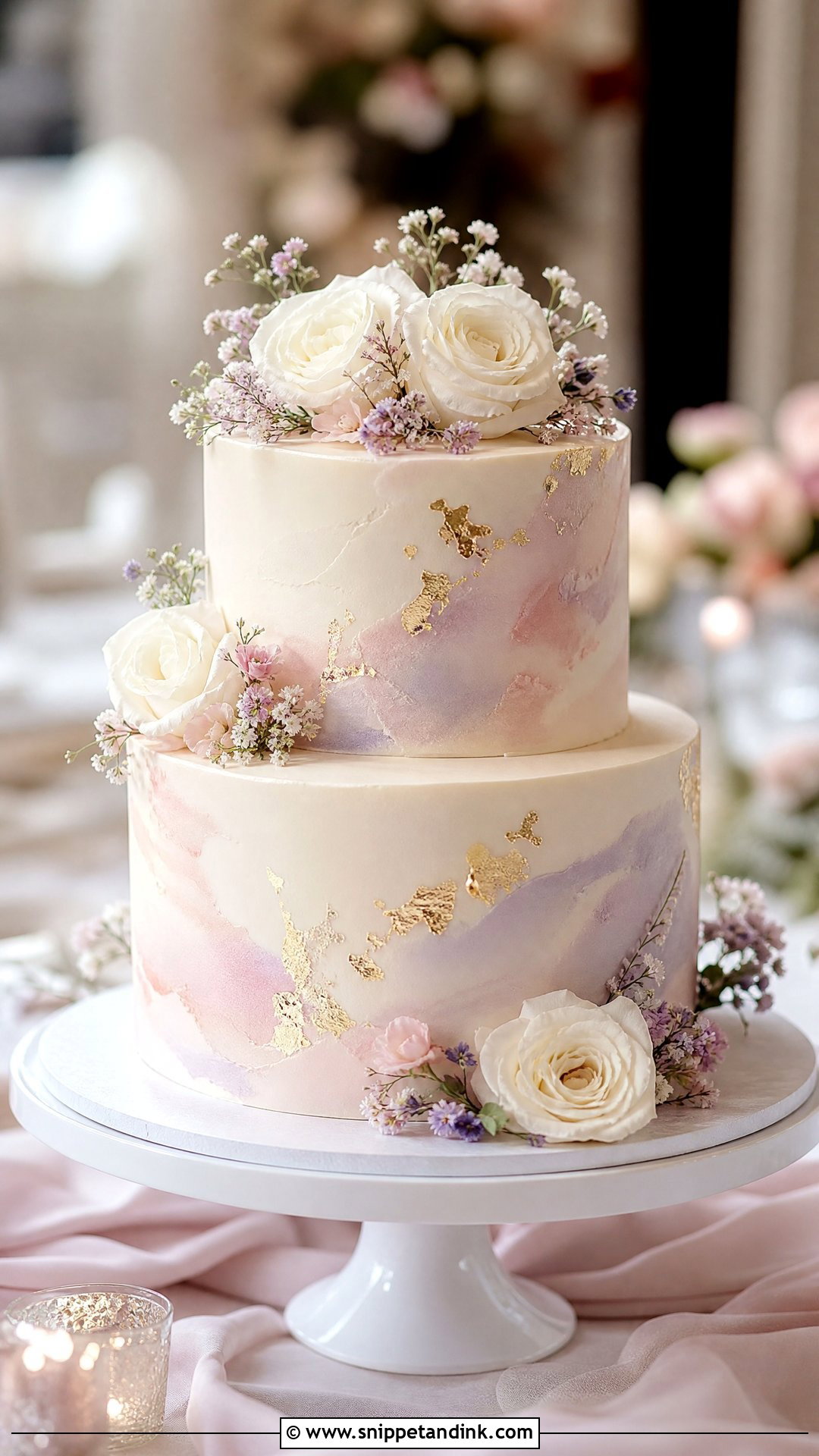 Round Watercolor Wedding Cake - Snippet and Ink - 30 Circle Cake Ideas for Wedding