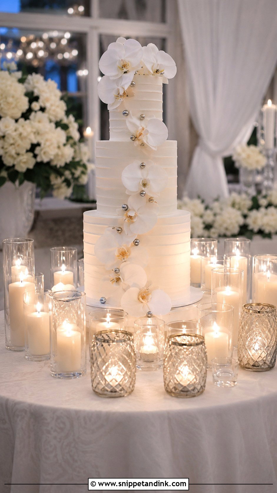 Round Wedding Cake Table With Candles - Snippet and Ink - 20 Round Wedding Cake Table Ideas