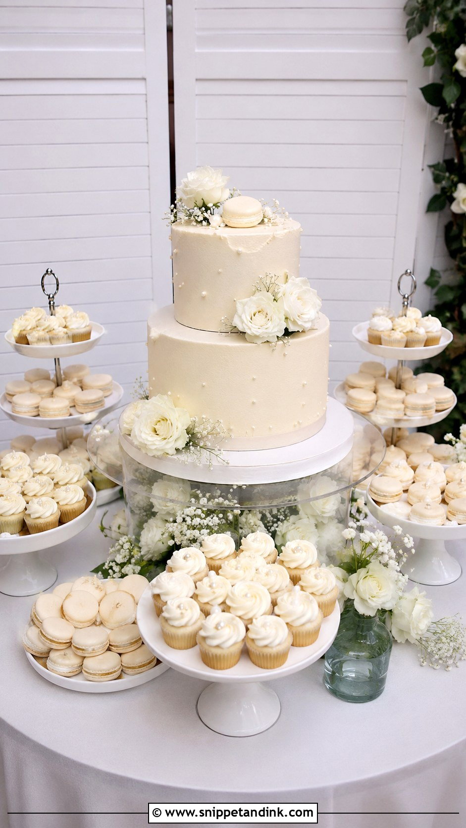 Round Wedding Cake Table With Dessert Display - Snippet and Ink - 20 Round Wedding Cake Table Ideas