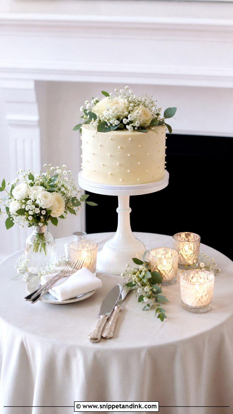 Round Wedding Cake Table With Small Cake - Snippet and Ink - 20 Round Wedding Cake Table Ideas