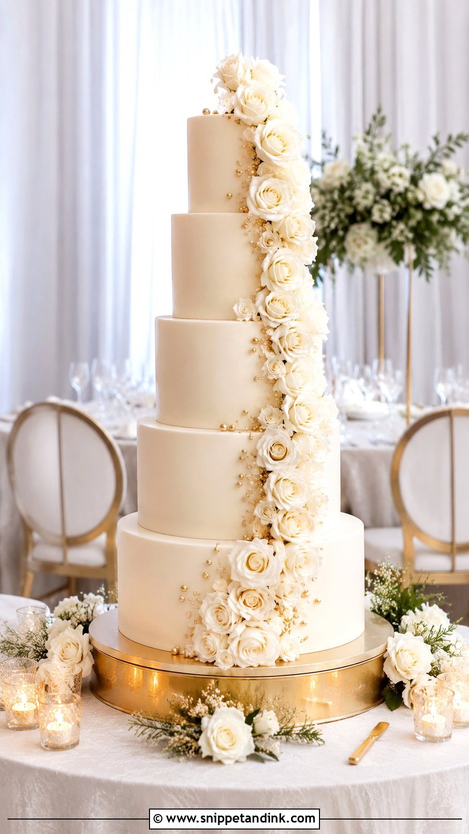 Round Wedding Cake Table With Tall Cake - Snippet and Ink - 20 Round Wedding Cake Table Ideas