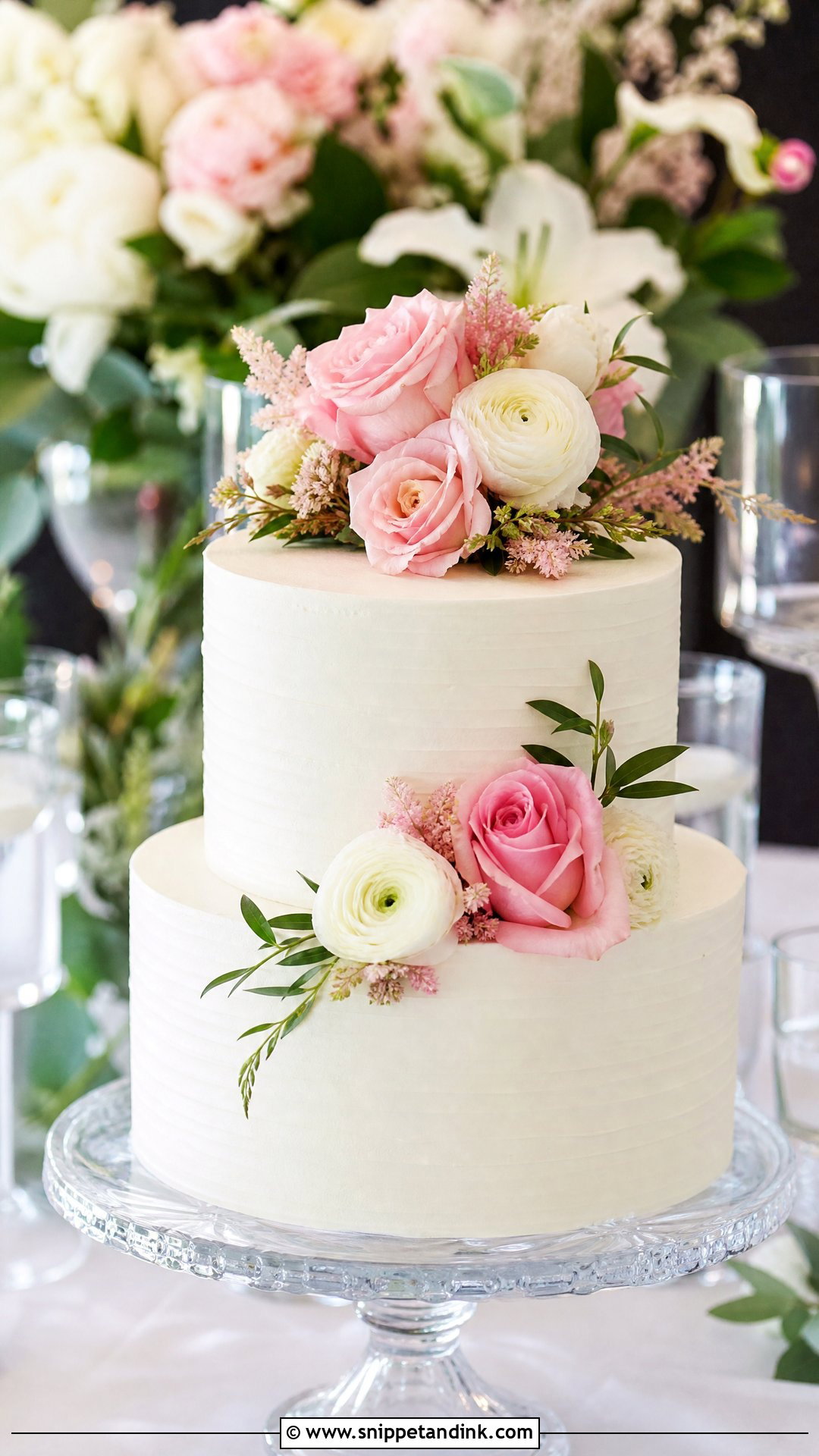 Round Wedding Cake With Fresh Flowers - Snippet and Ink - 25 Cake Ideas with Fresh Flowers for Wedding