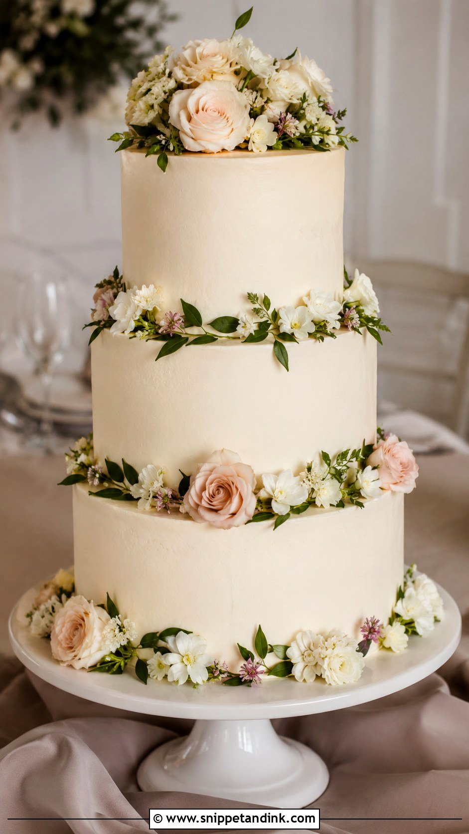 Round Wedding Cake With Real Flowers - Snippet and Ink - 20 Cakes with Real Flowers for Wedding