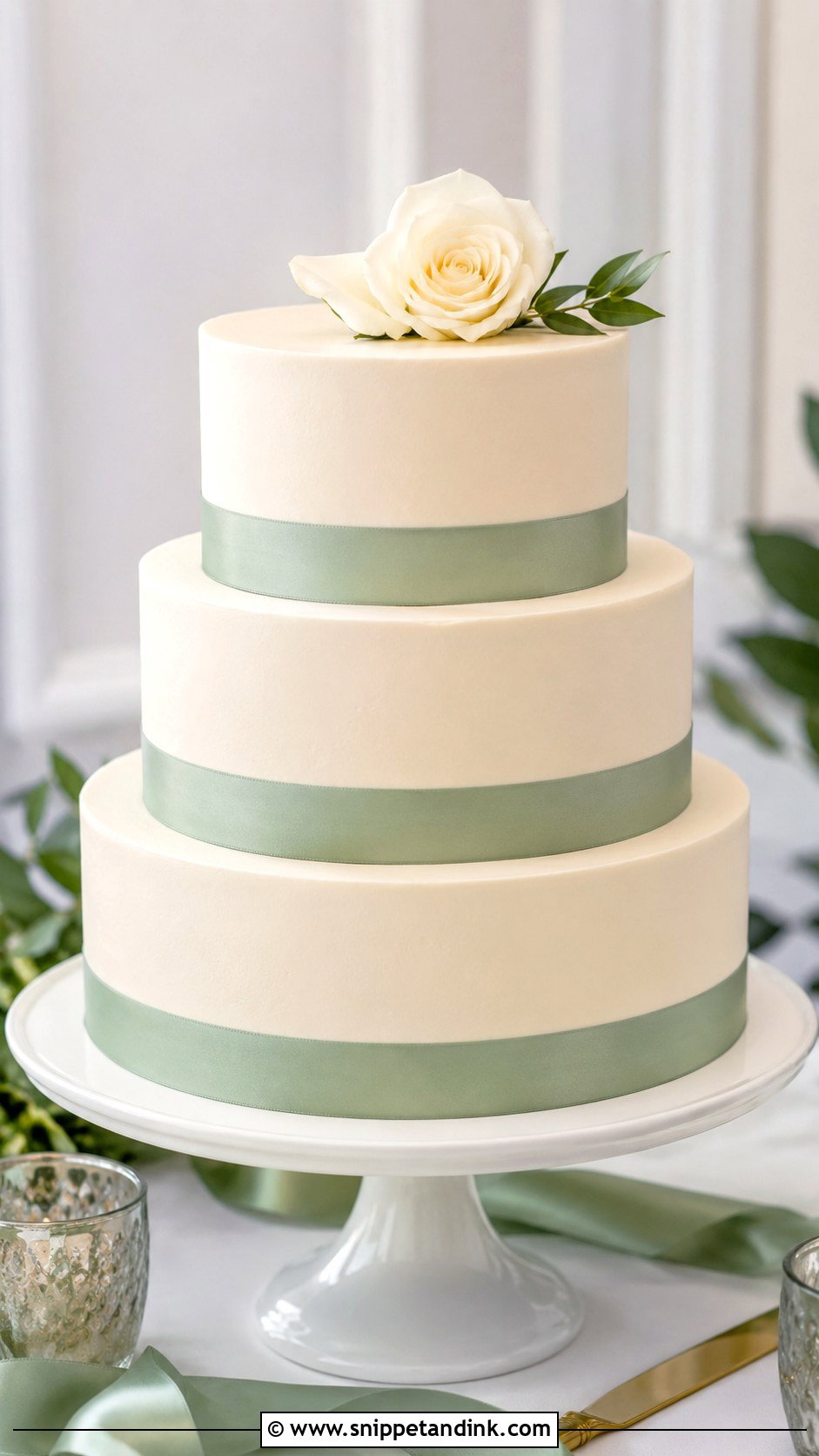 Round Wedding Cake With Ribbon - Snippet and Ink - 20 Simple Beautiful Wedding Cakes