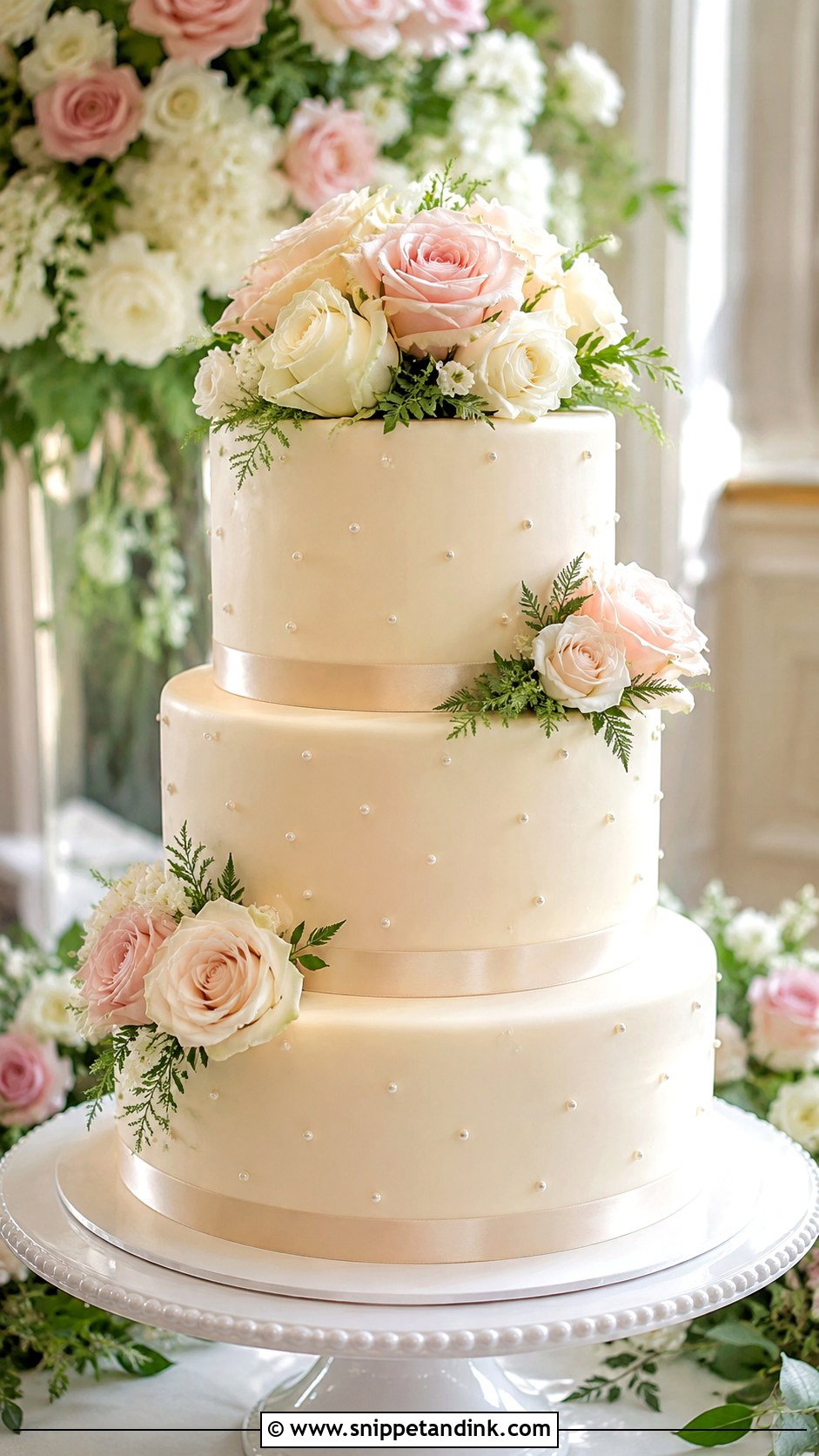 Round Wedding Cake With Roses - Snippet and Ink - 20 Most Beautiful Wedding Cakes