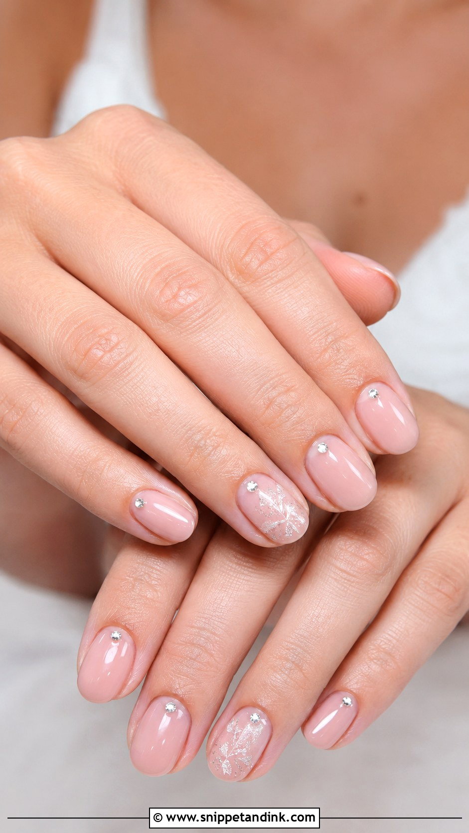 Round Wedding Nails With Rhinestones - Snippet and Ink - 20 Round Wedding Nails
