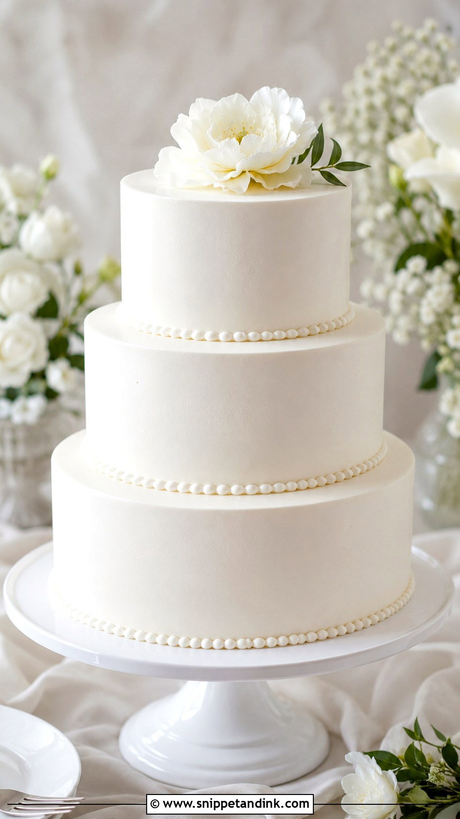 Round White Wedding Cake - Snippet and Ink - 20 Minimal White Wedding Cake Ideas
