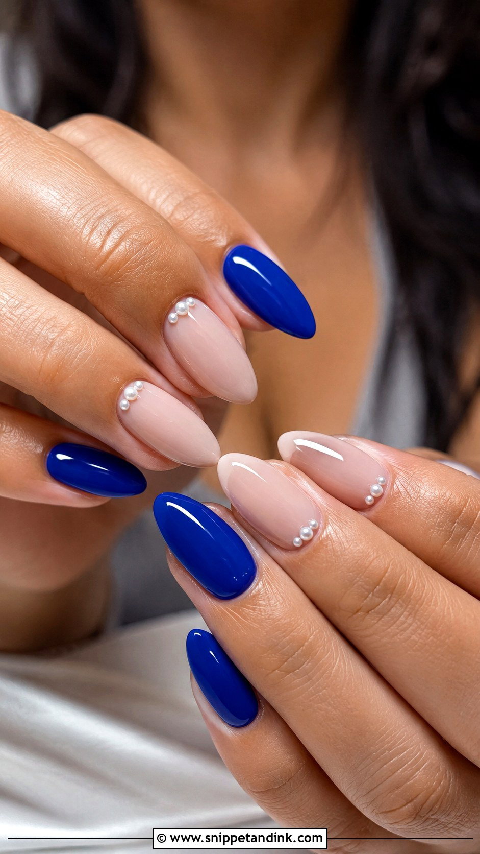 Royal Blue Almond Wedding Nails - Snippet and Ink - 20 Royal Blue Wedding Nails