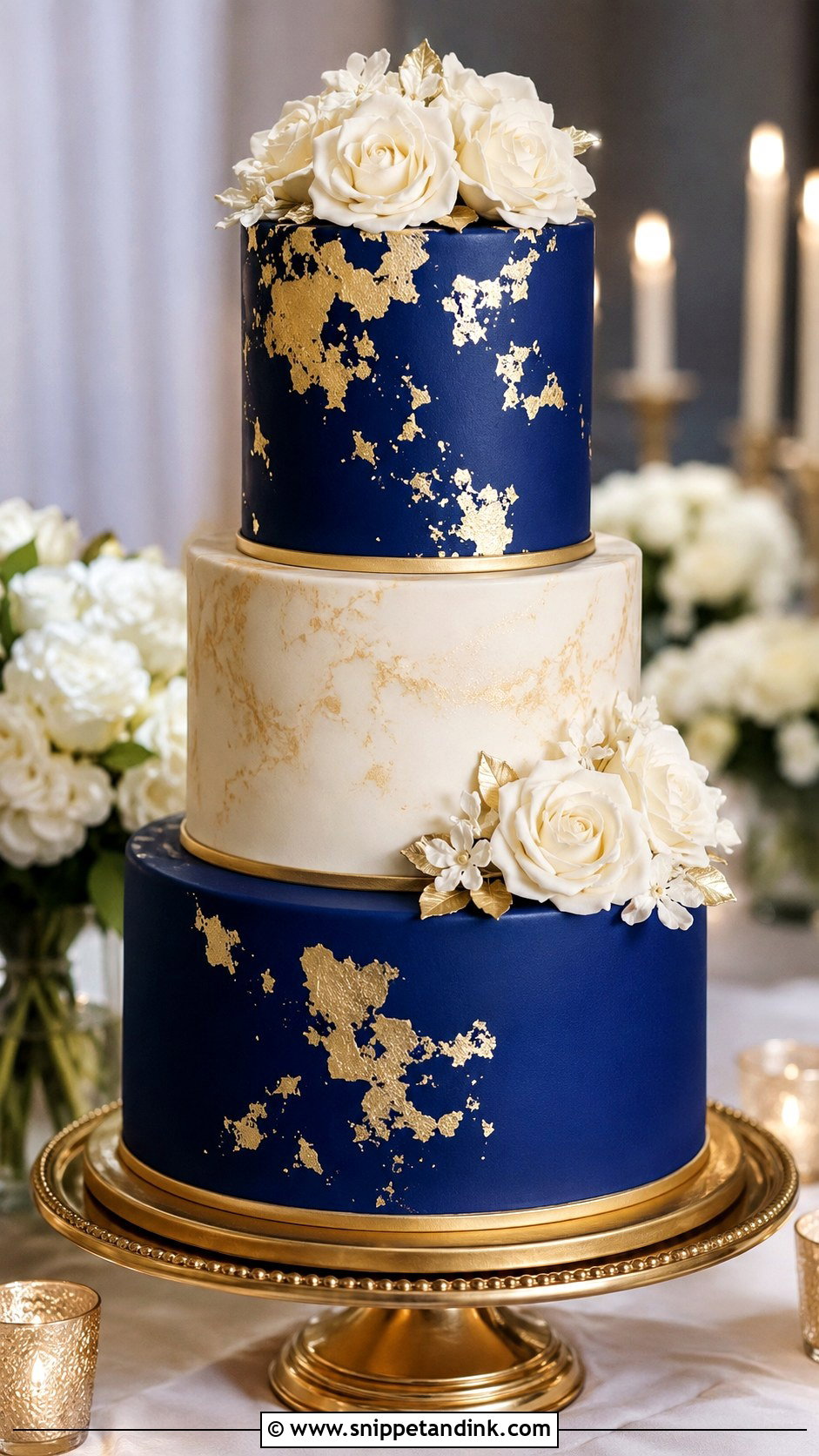 Royal Blue And Gold Wedding Cake - Snippet and Ink - 20 Royal Blue Cake Ideas for Wedding