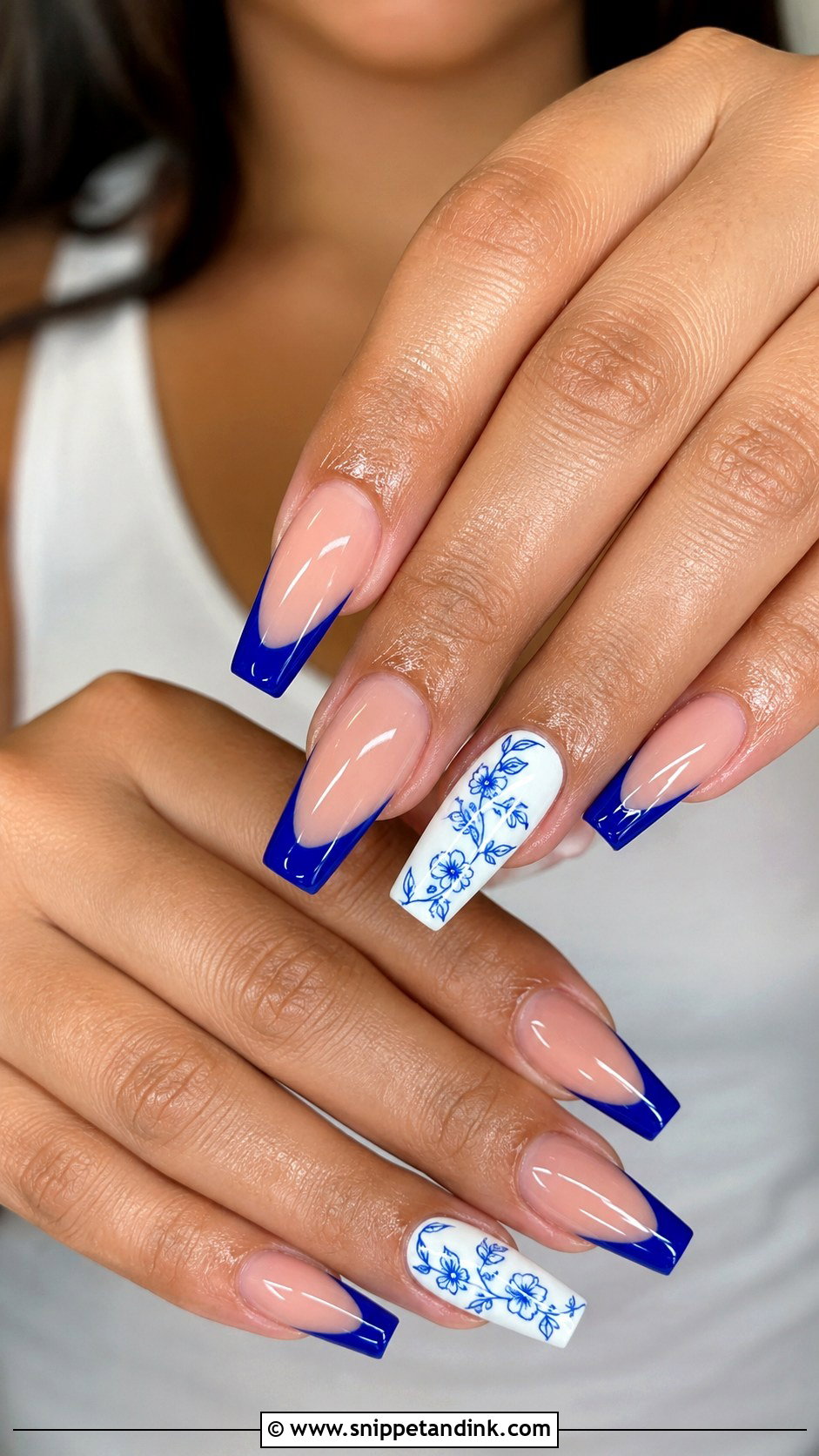 Royal Blue And White Wedding Nails - Snippet and Ink - 20 Blue and White Wedding Nails