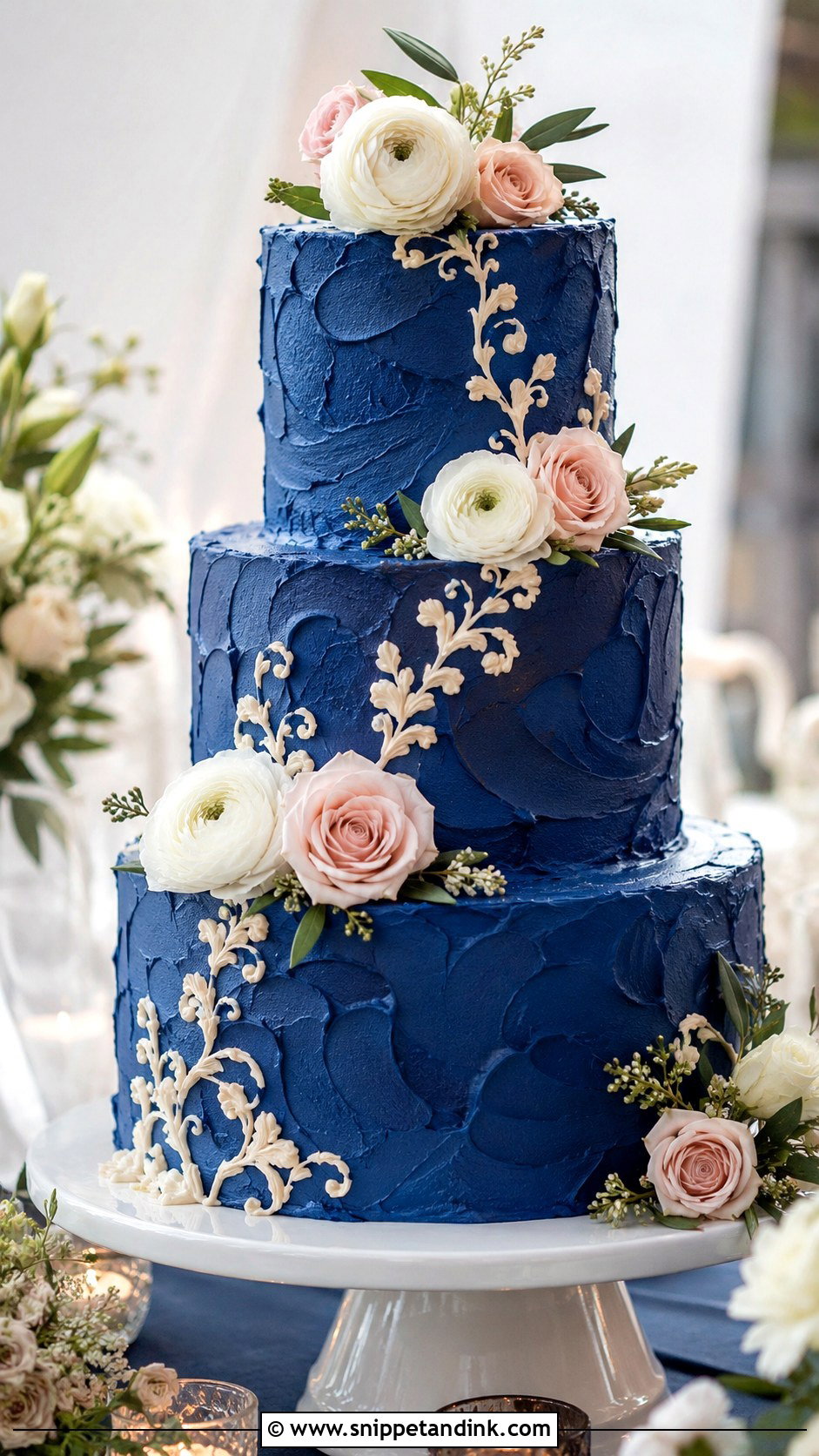 Royal Blue Buttercream Wedding Cake - Snippet and Ink - 20 Royal Blue Cake Ideas for Wedding