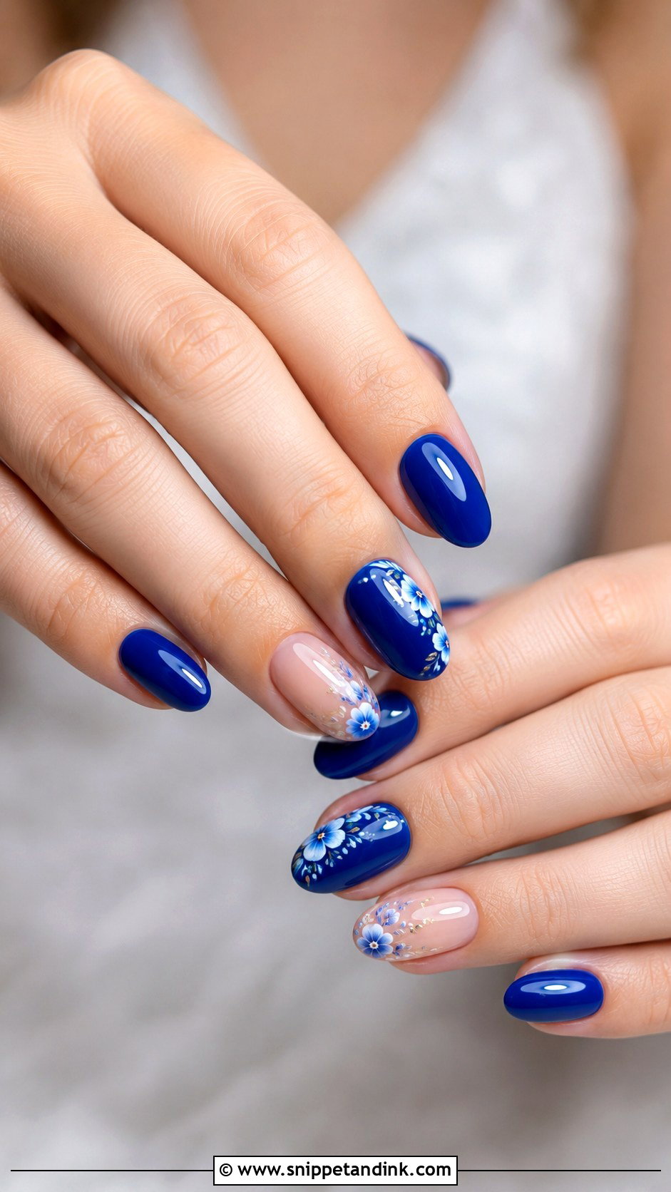 Royal Blue Floral Wedding Nails - Snippet and Ink - 20 Royal Blue Wedding Nails