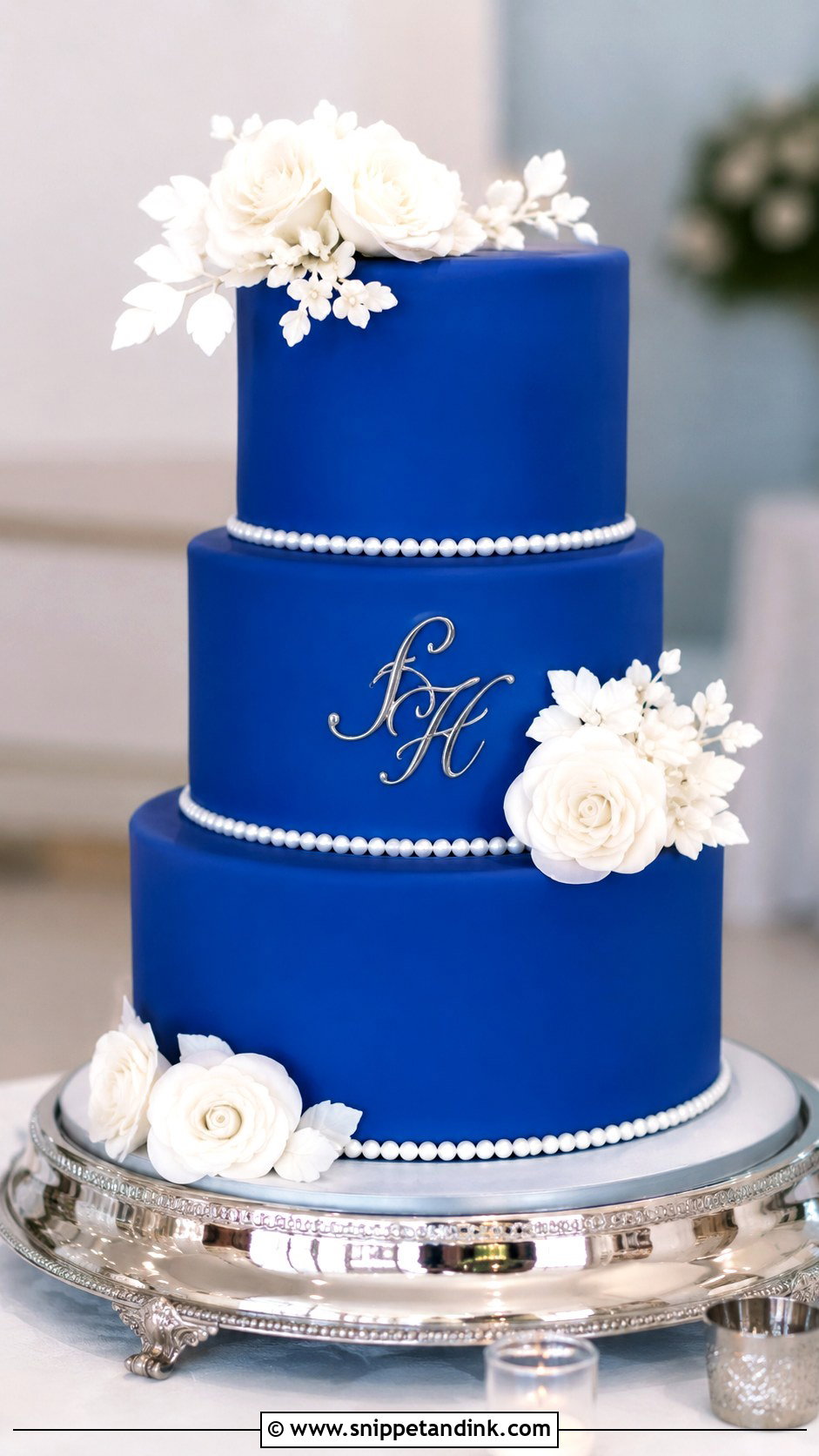 Royal Blue Fondant Wedding Cake - Snippet and Ink - 20 Royal Blue Cake Ideas for Wedding