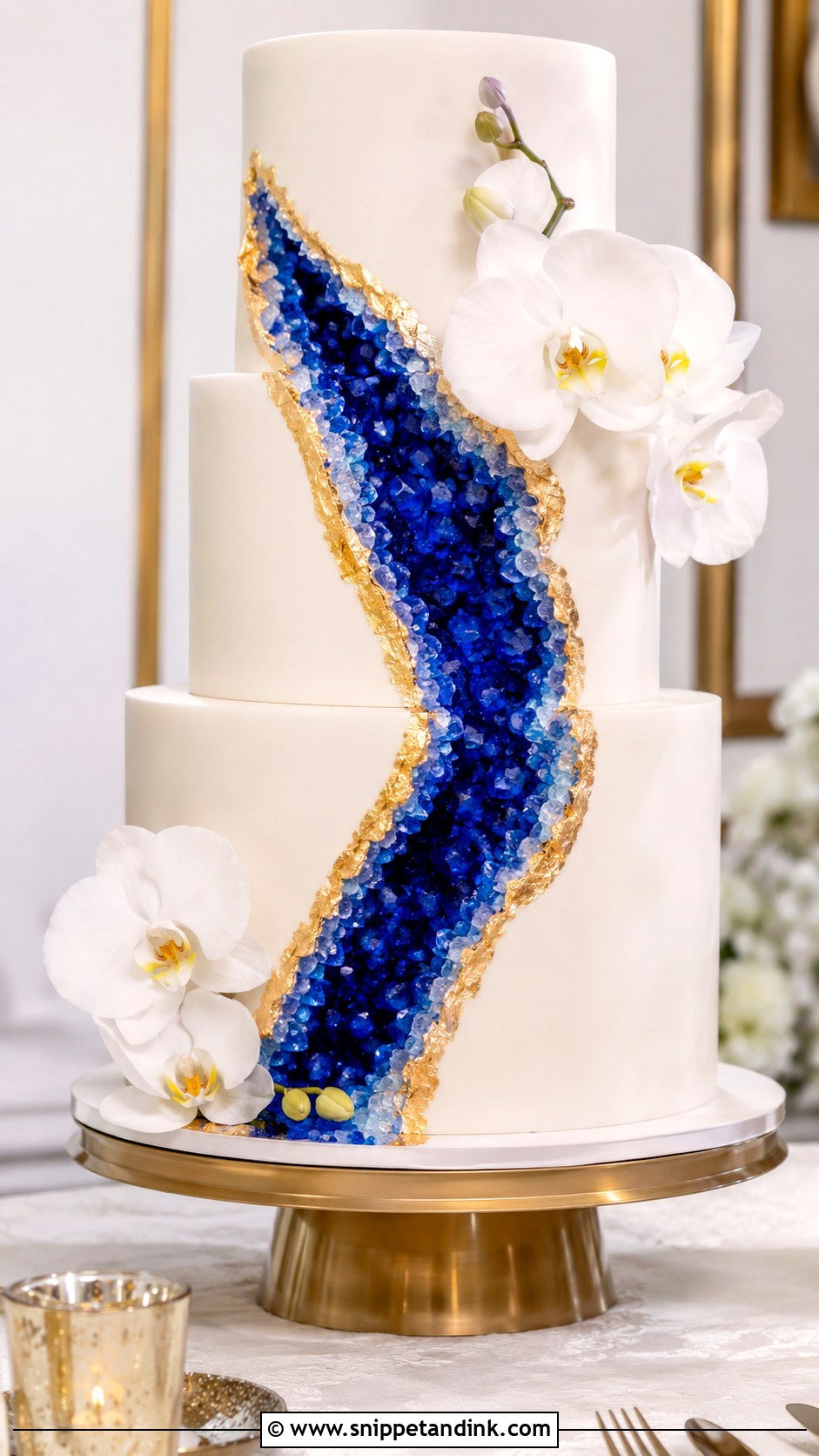 Royal Blue Geode Wedding Cake - Snippet and Ink - 20 Royal Blue Cake Ideas for Wedding