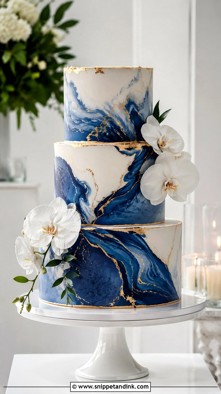 Royal Blue Marble Wedding Cake - Snippet and Ink - 20 Royal Blue Cake Ideas for Wedding