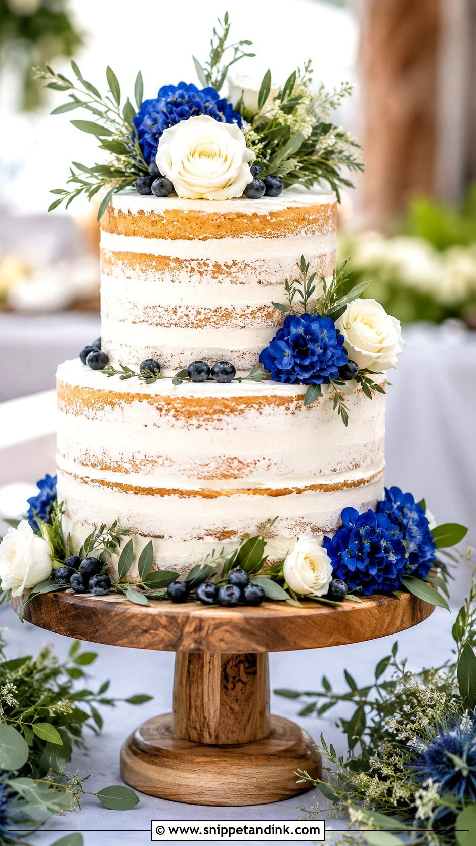Royal Blue Naked Wedding Cake - Snippet and Ink - 20 Royal Blue Cake Ideas for Wedding